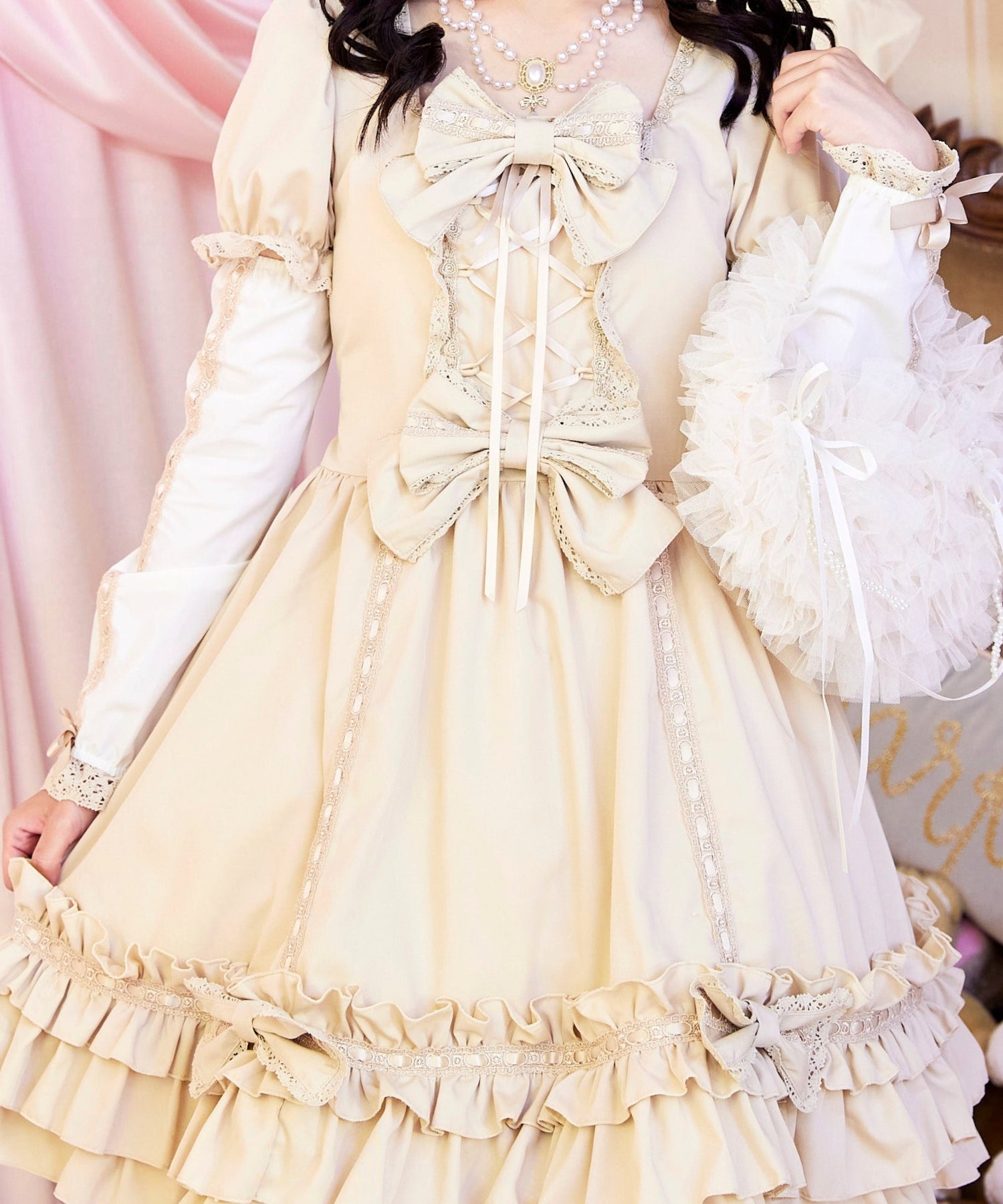 3way Royal Doll Dress with Cape and Ribbon 5-piece Set