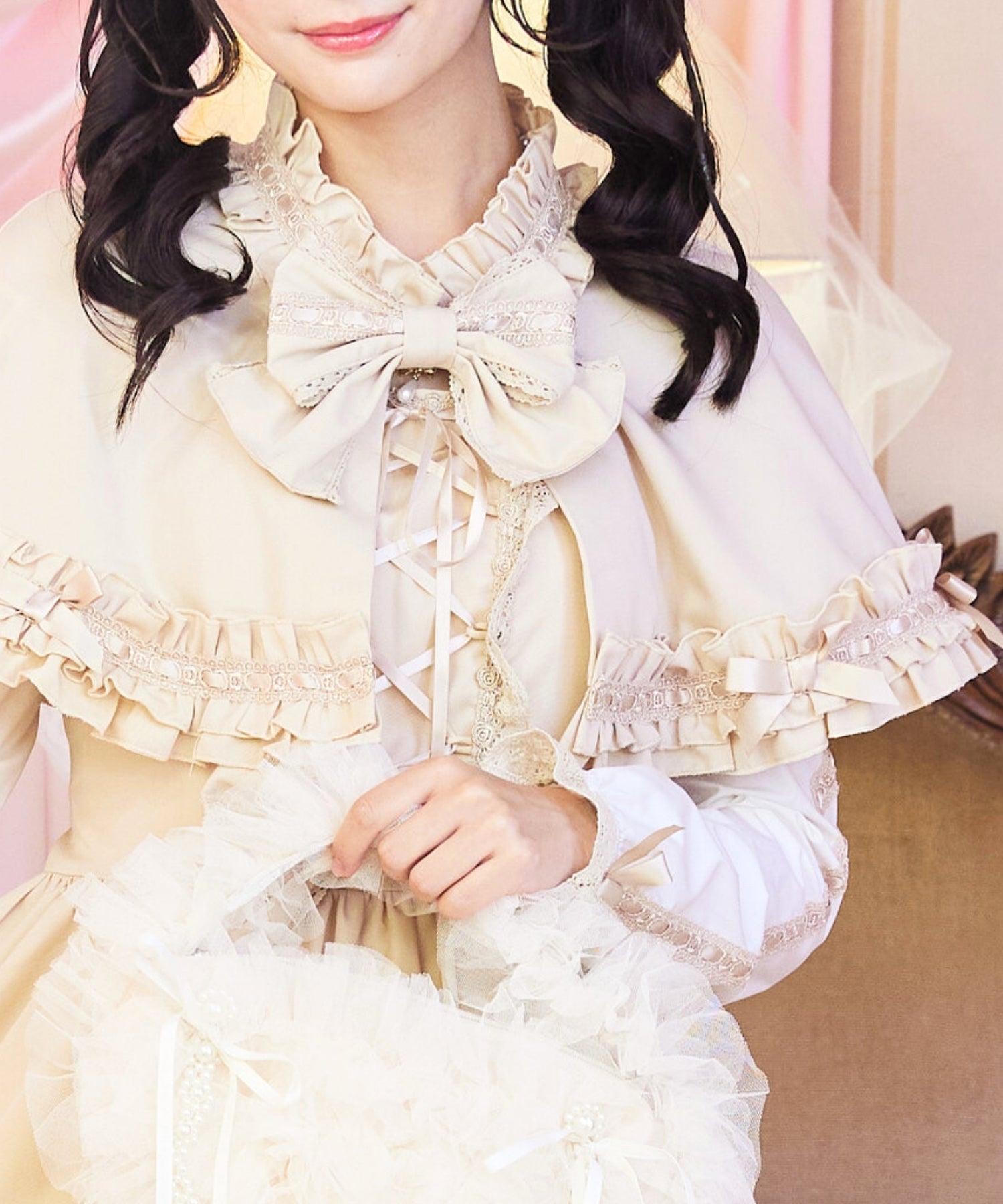 3way Royal Doll Dress with Cape and Ribbon 5-piece Set