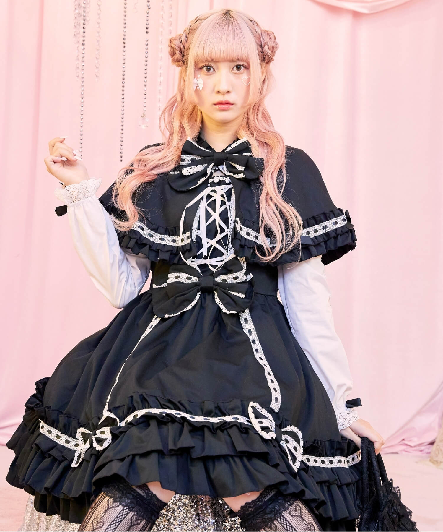 3way Royal Doll Dress with Cape and Ribbon 5-piece Set