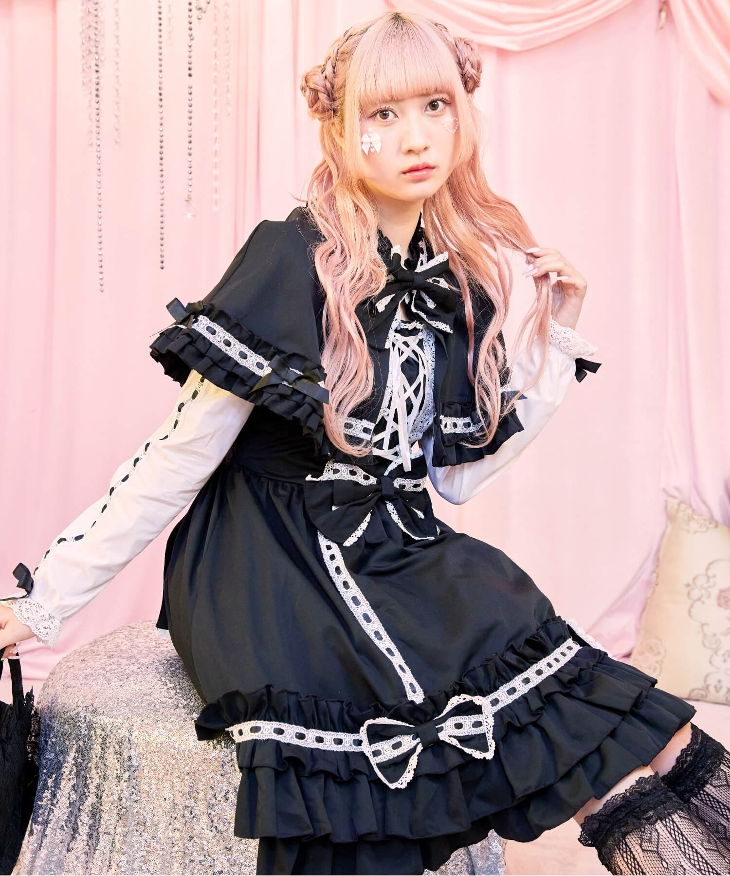 3way Royal Doll Dress with Cape and Ribbon 5-piece Set