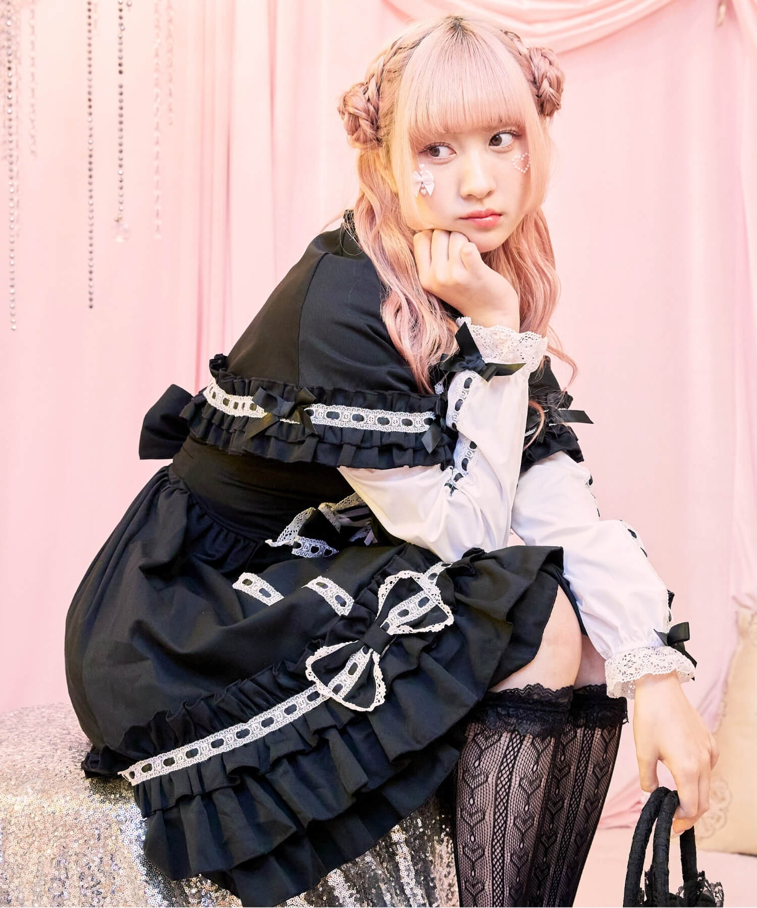 3way Royal Doll Dress with Cape and Ribbon 5-piece Set