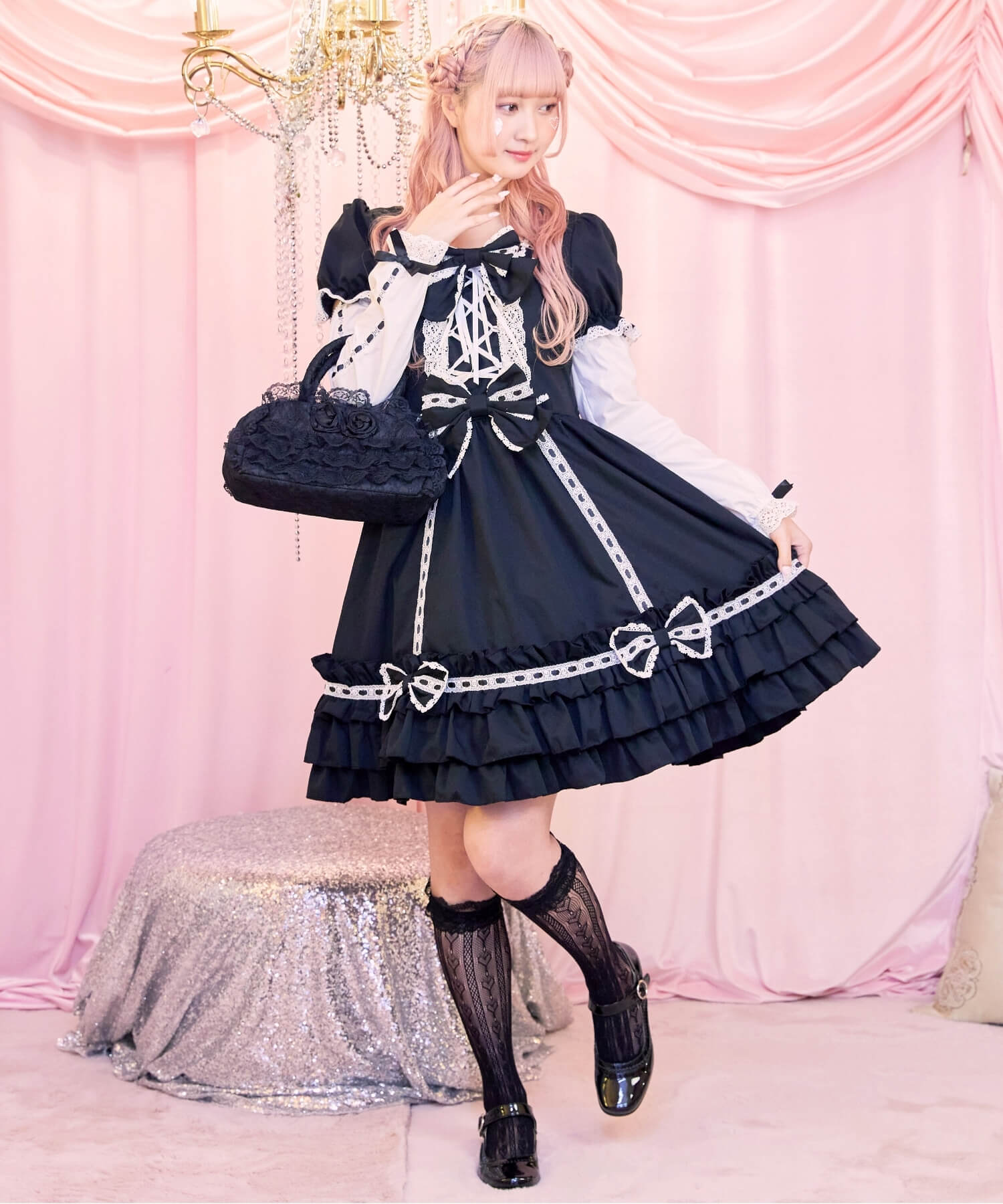 3way Royal Doll Dress with Cape and Ribbon 5-piece Set