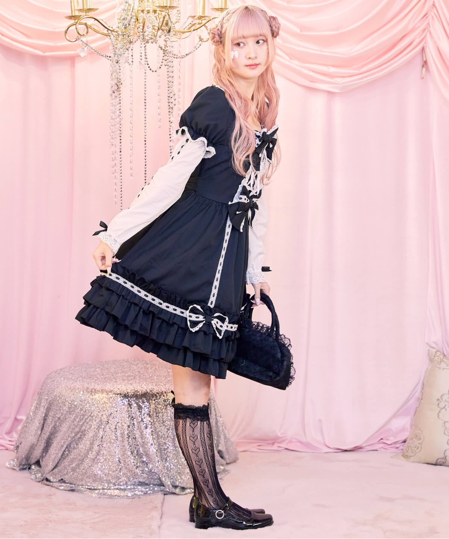 3way Royal Doll Dress with Cape and Ribbon 5-piece Set