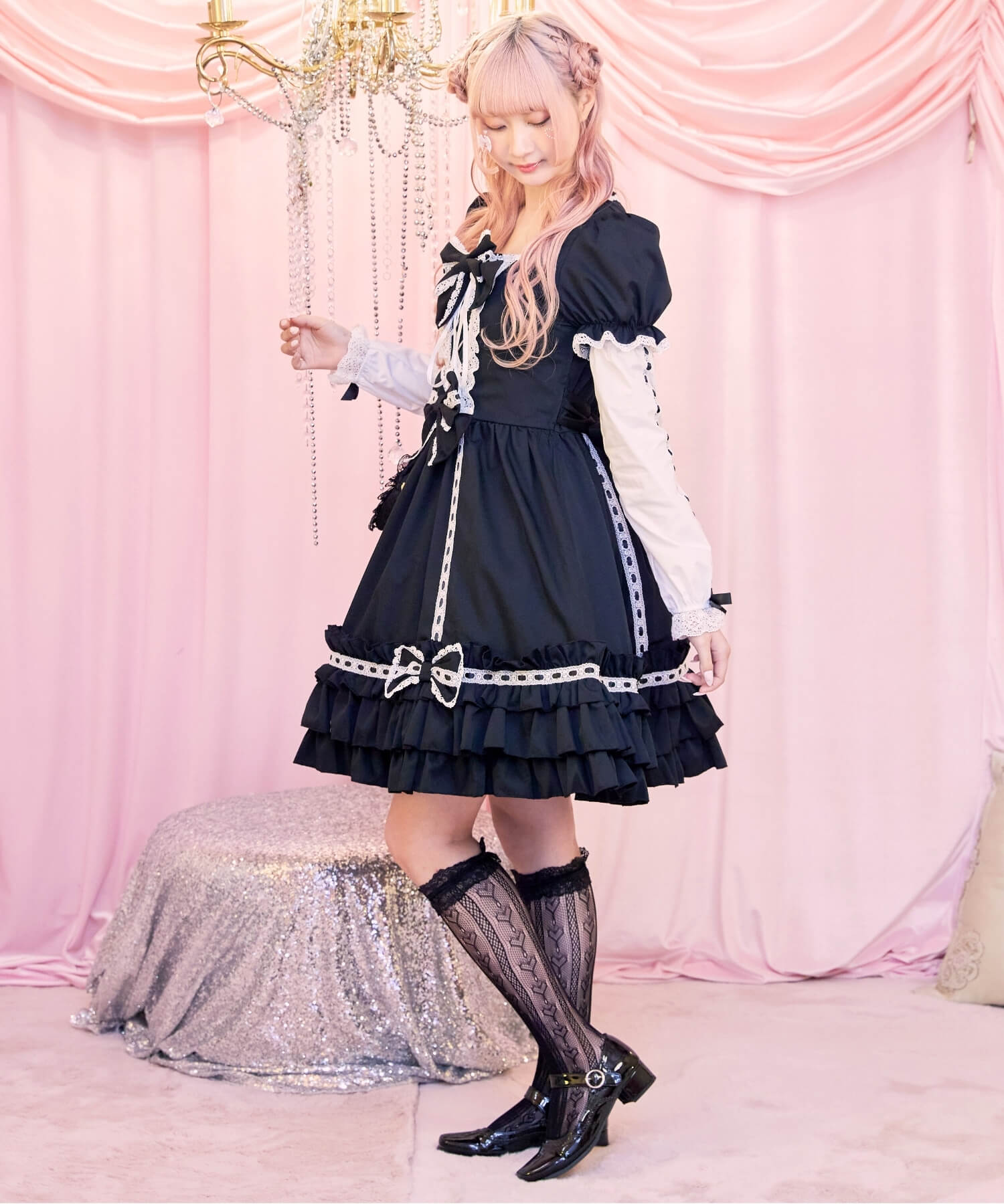 3way Royal Doll Dress with Cape and Ribbon 5-piece Set