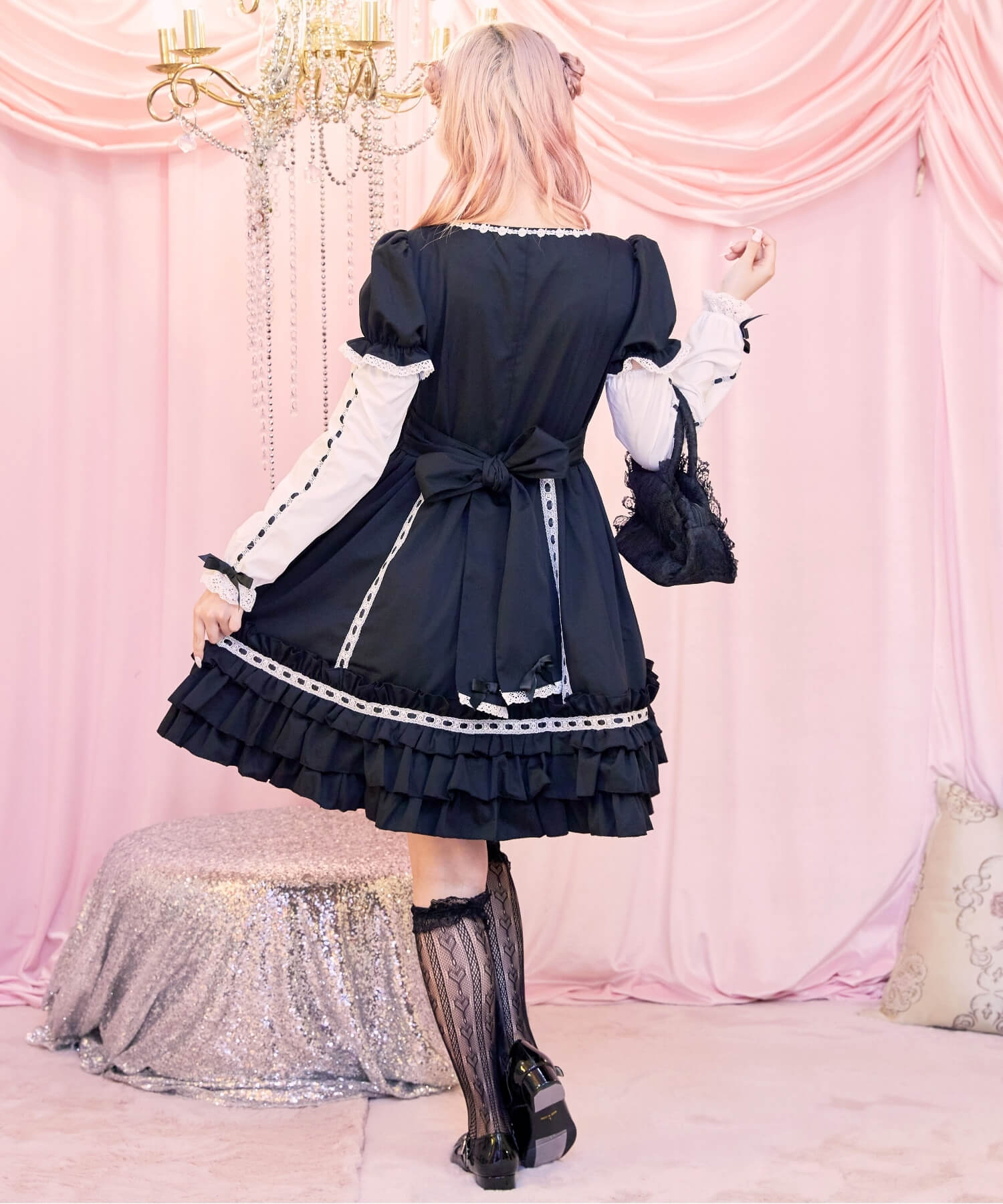 3way Royal Doll Dress with Cape and Ribbon 5-piece Set
