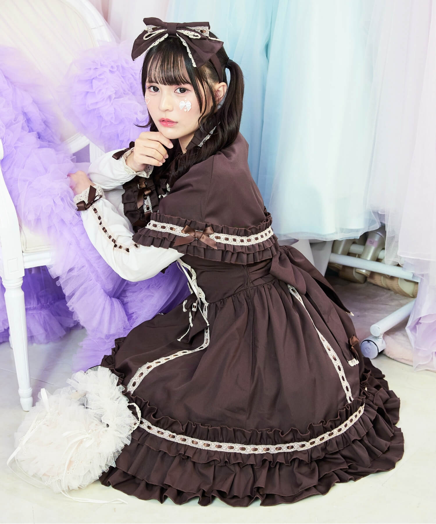3way Royal Doll Dress with Cape and Ribbon 5-piece Set