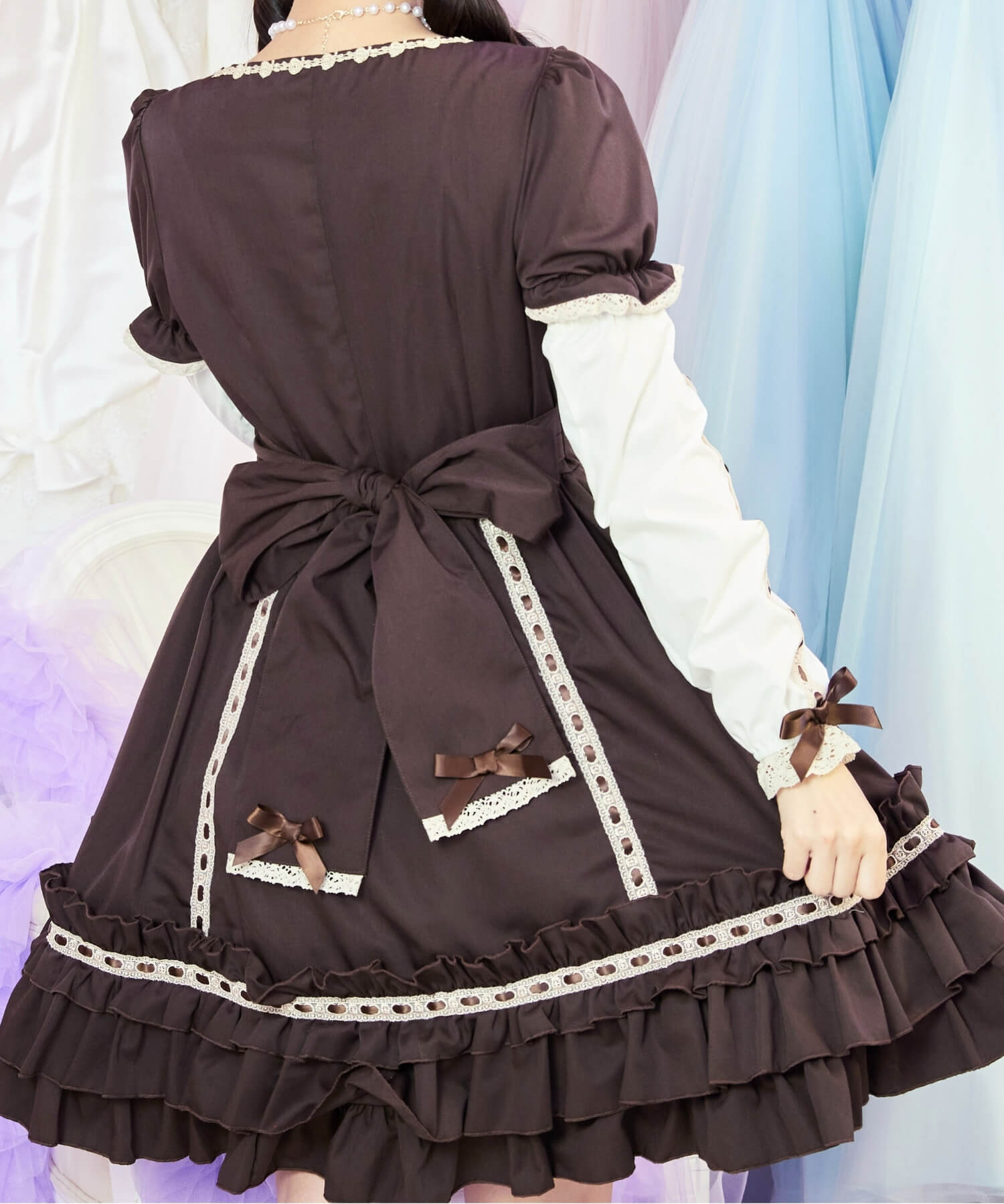 3way Royal Doll Dress with Cape and Ribbon 5-piece Set