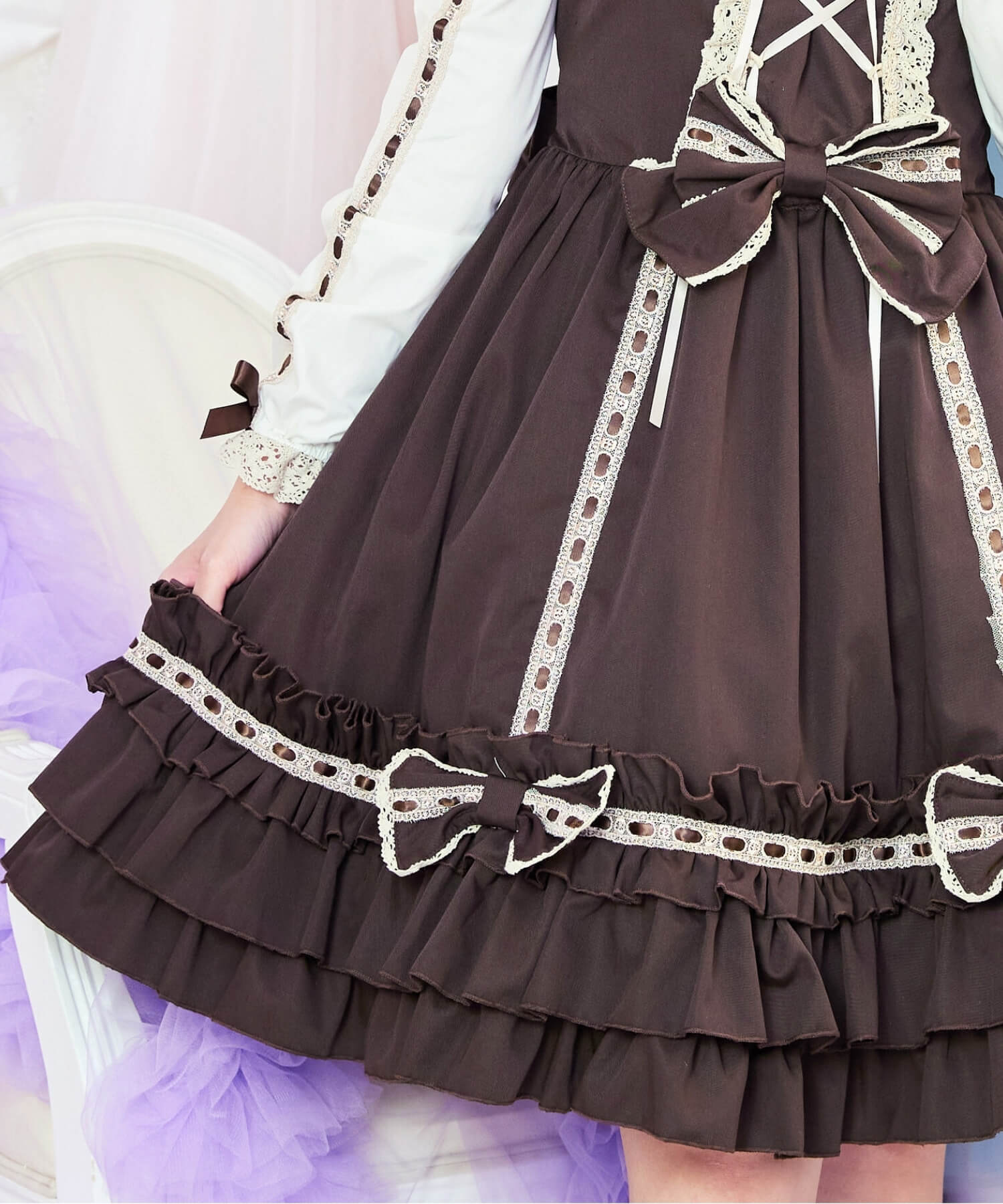 3way Royal Doll Dress with Cape and Ribbon 5-piece Set
