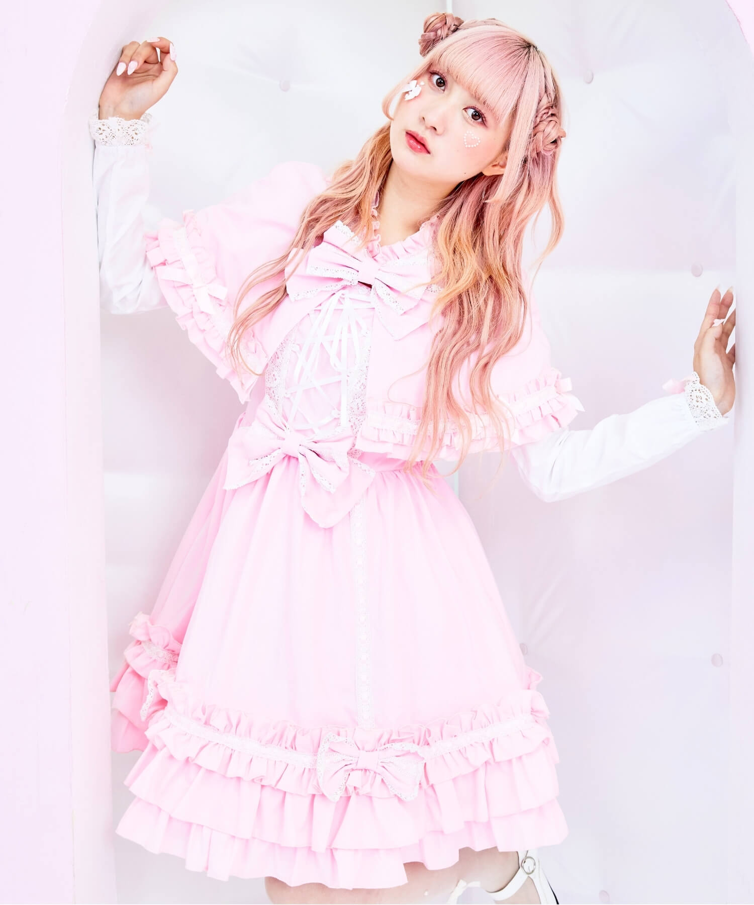 3way Royal Doll Dress with Cape and Ribbon 5-piece Set