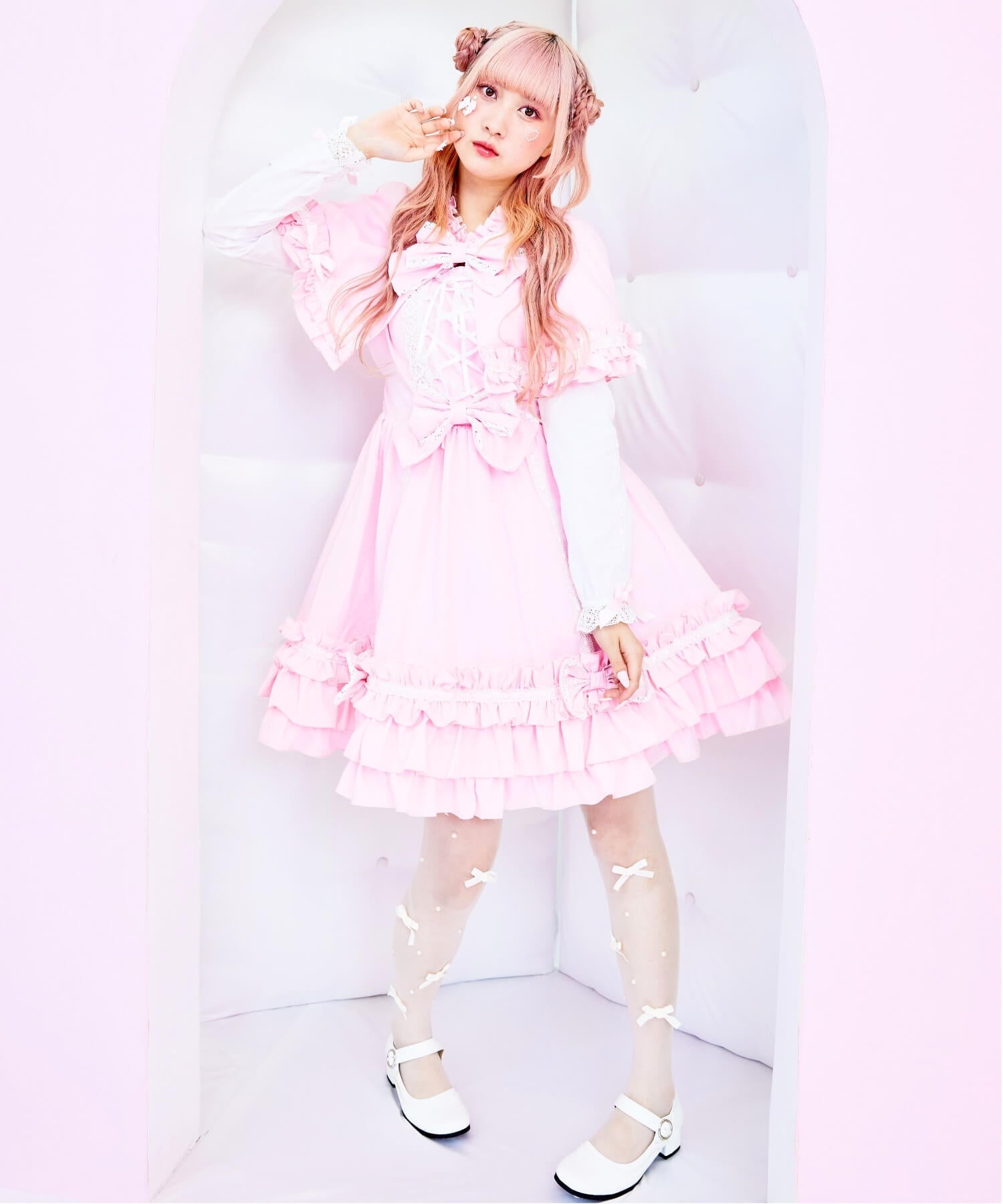 3way Royal Doll Dress with Cape and Ribbon 5-piece Set