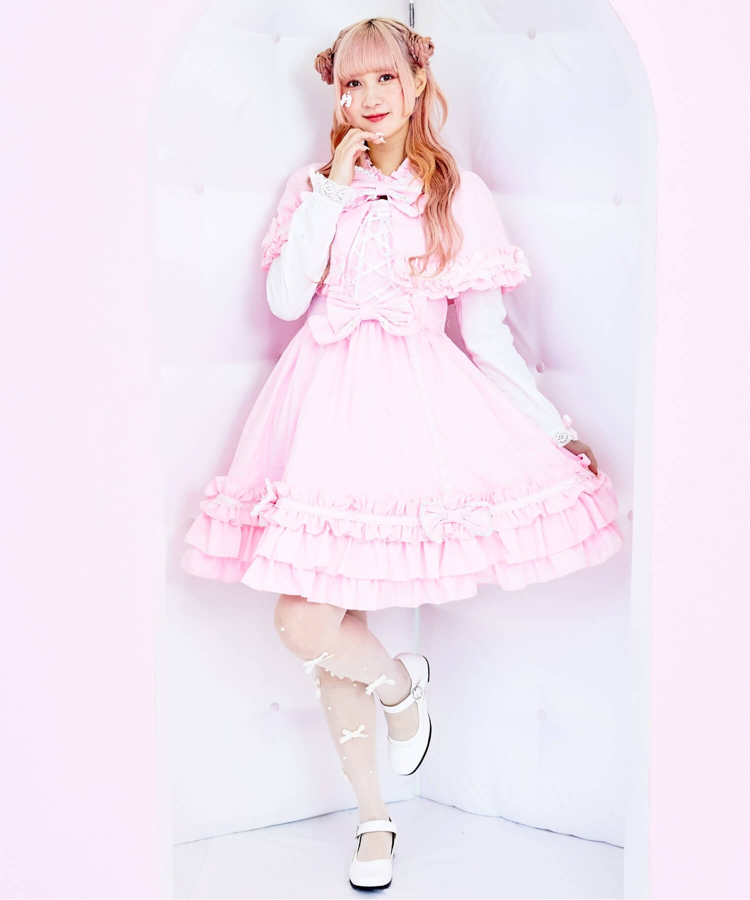 3way Royal Doll Dress with Cape and Ribbon 5-piece Set