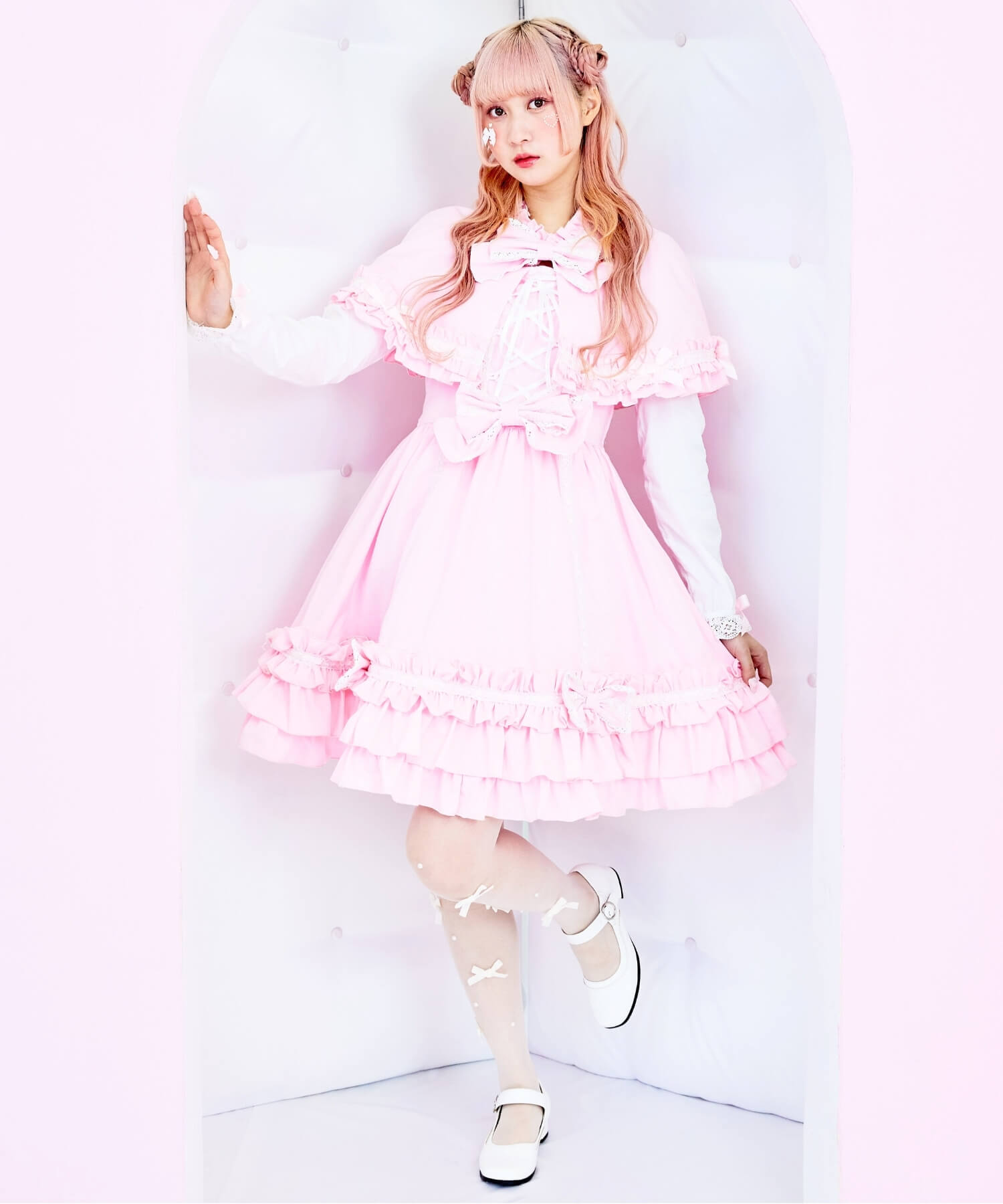 3way Royal Doll Dress with Cape and Ribbon 5-piece Set