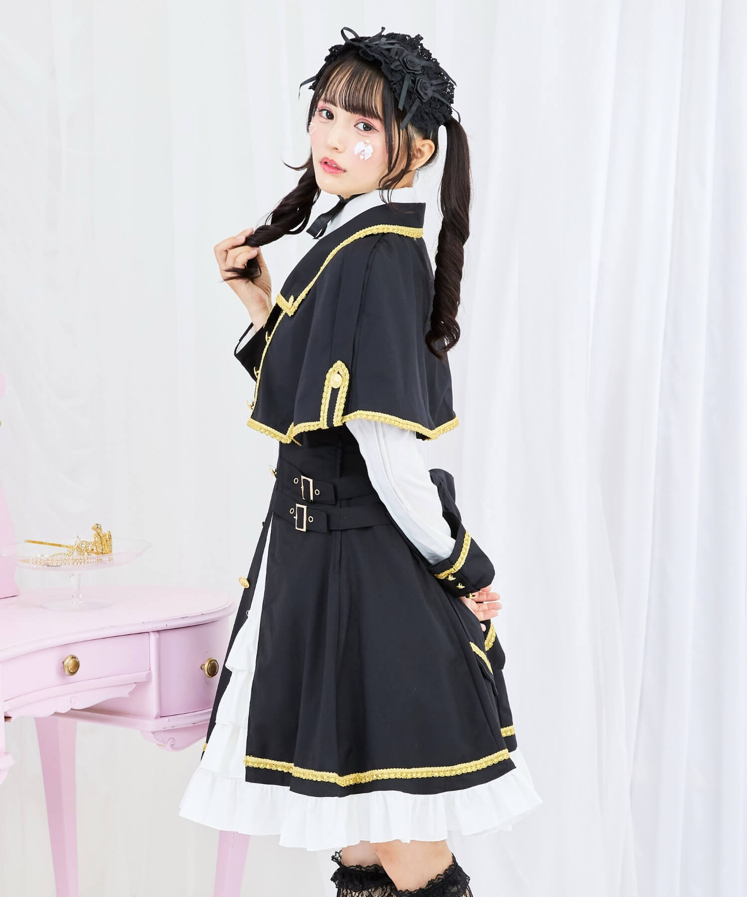 3way Gold Chain Punk Jumper Skirt 8-piece Set