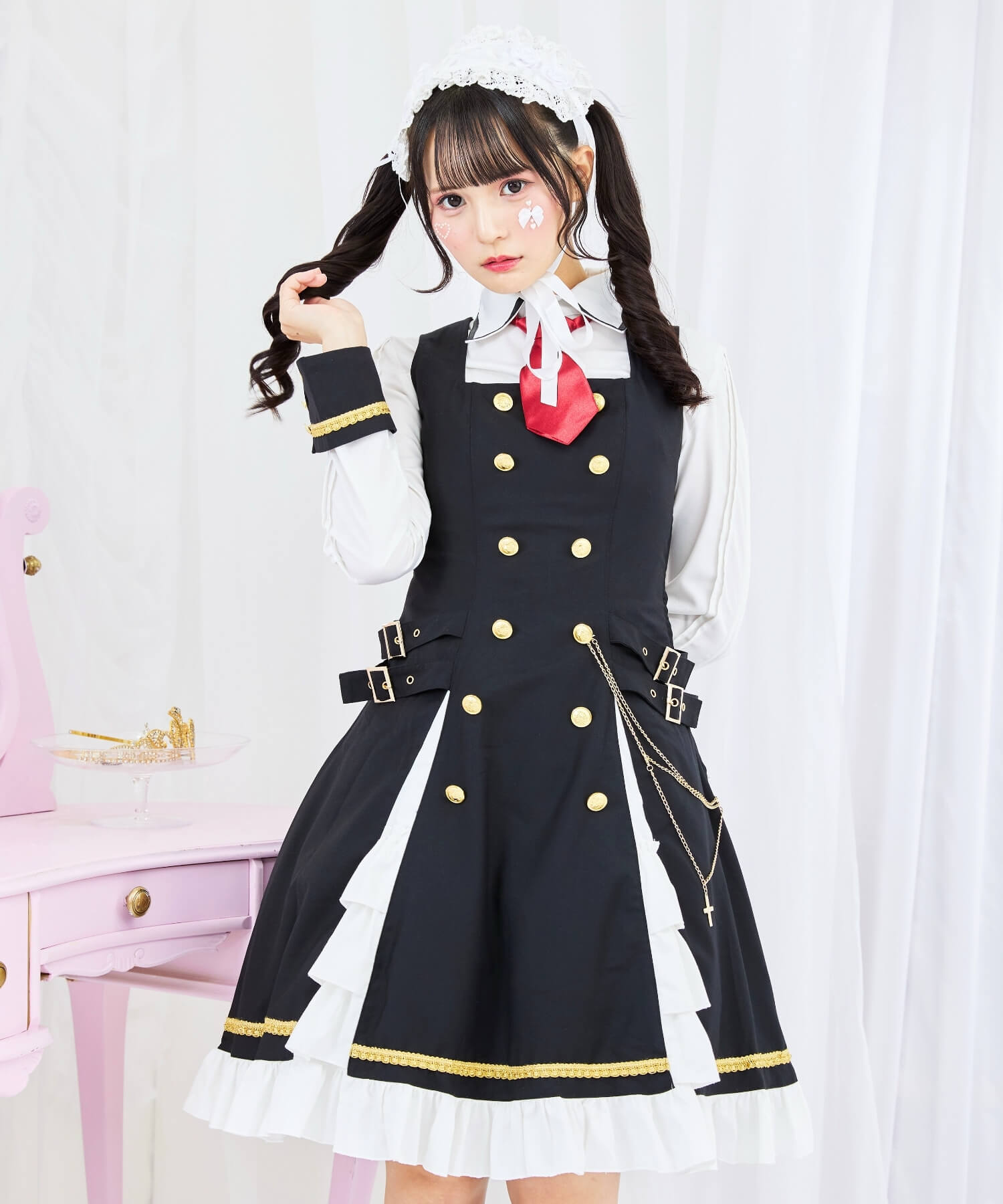 3way Gold Chain Punk Jumper Skirt 8-piece Set