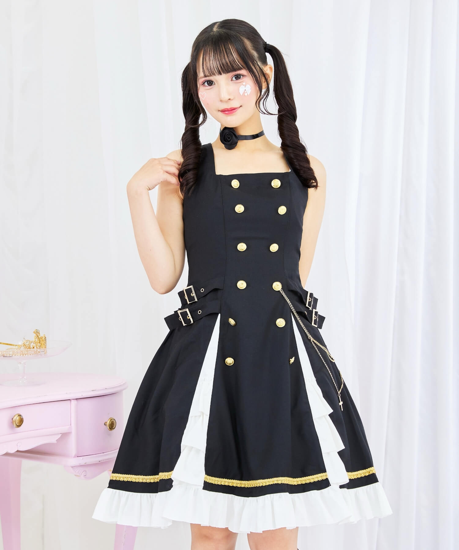 3way Gold Chain Punk Jumper Skirt 8-piece Set