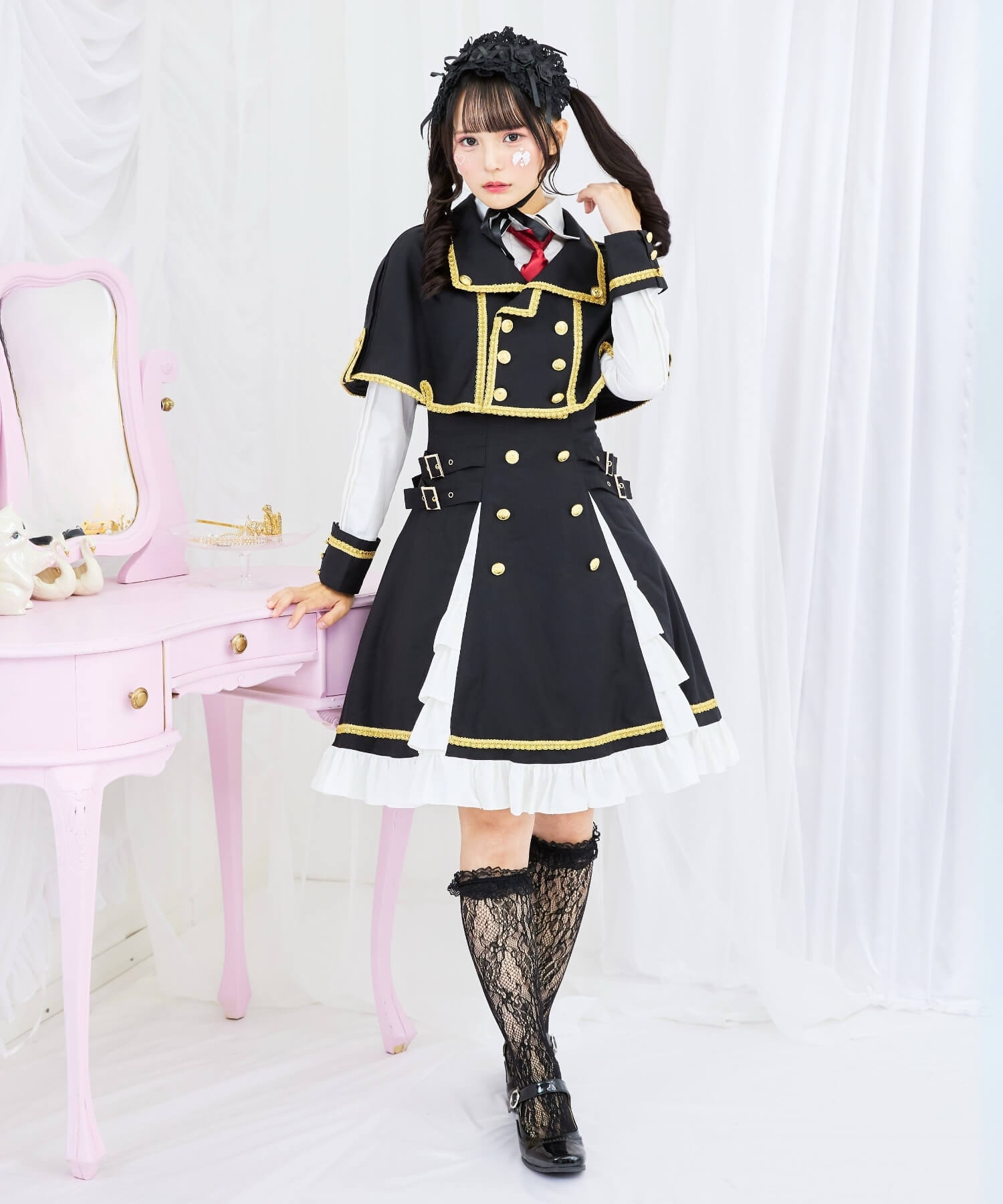 3way Gold Chain Punk Jumper Skirt 8-piece Set