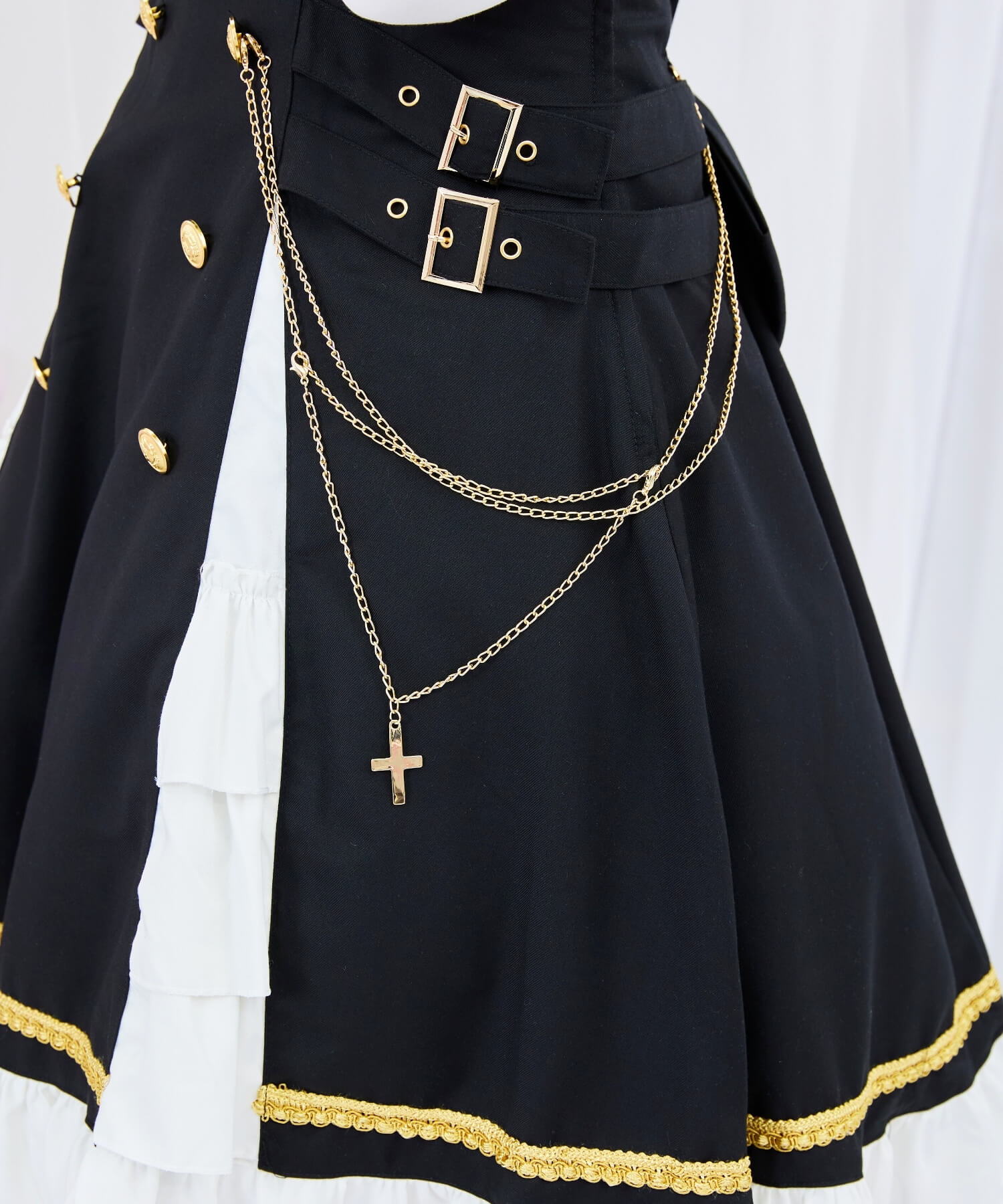 3way Gold Chain Punk Jumper Skirt 8-piece Set