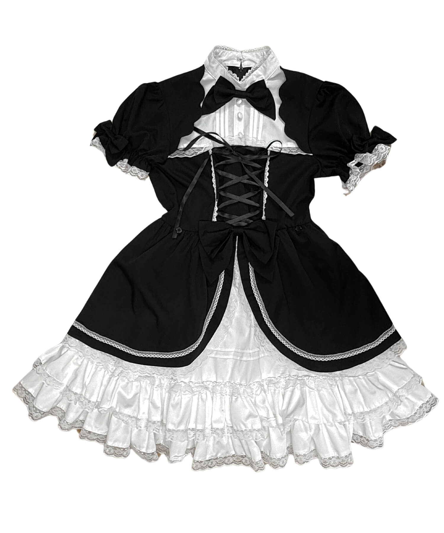 2way scallop frill princess sleeve dress 3-piece set