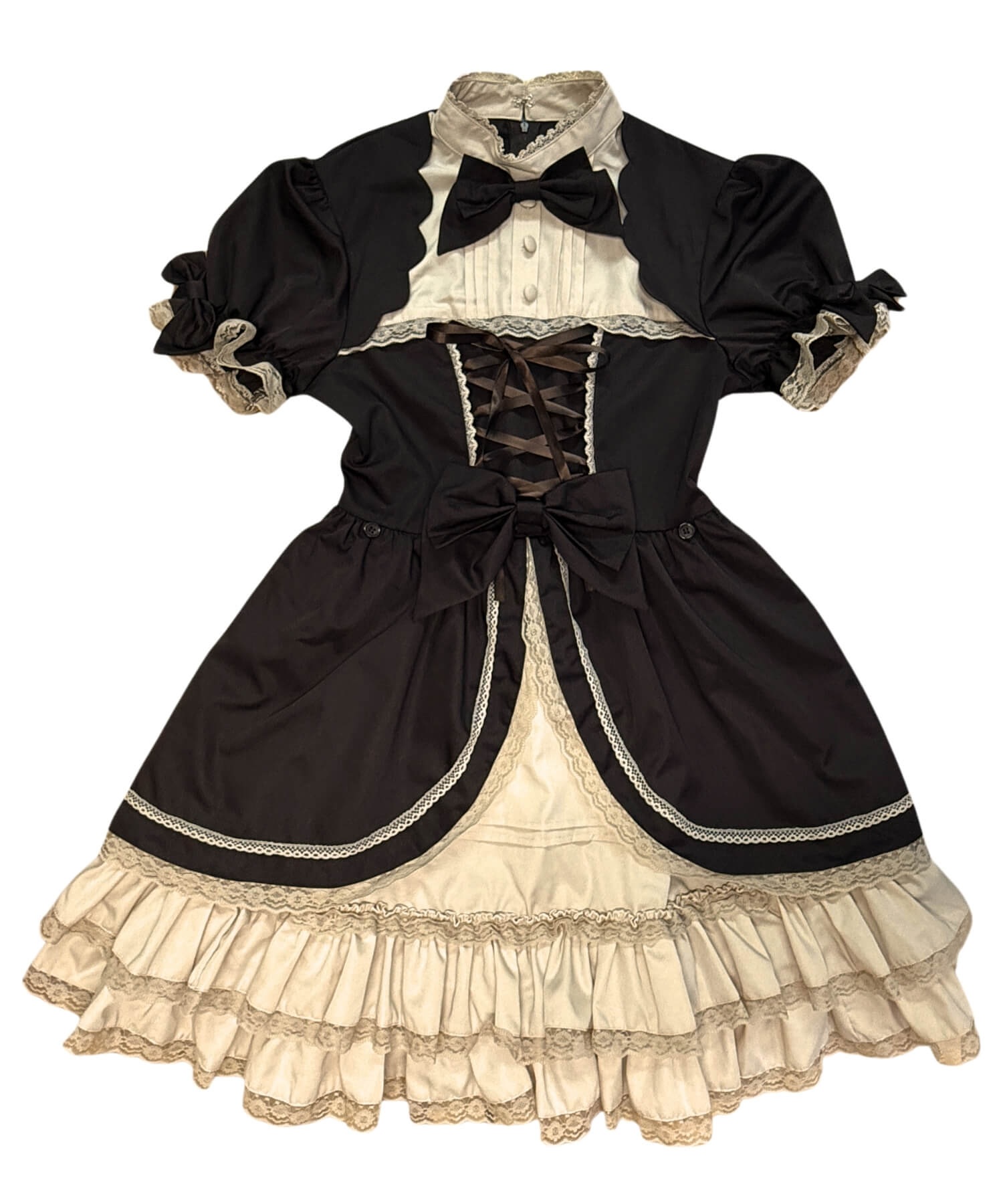 2way scallop frill princess sleeve dress 3-piece set