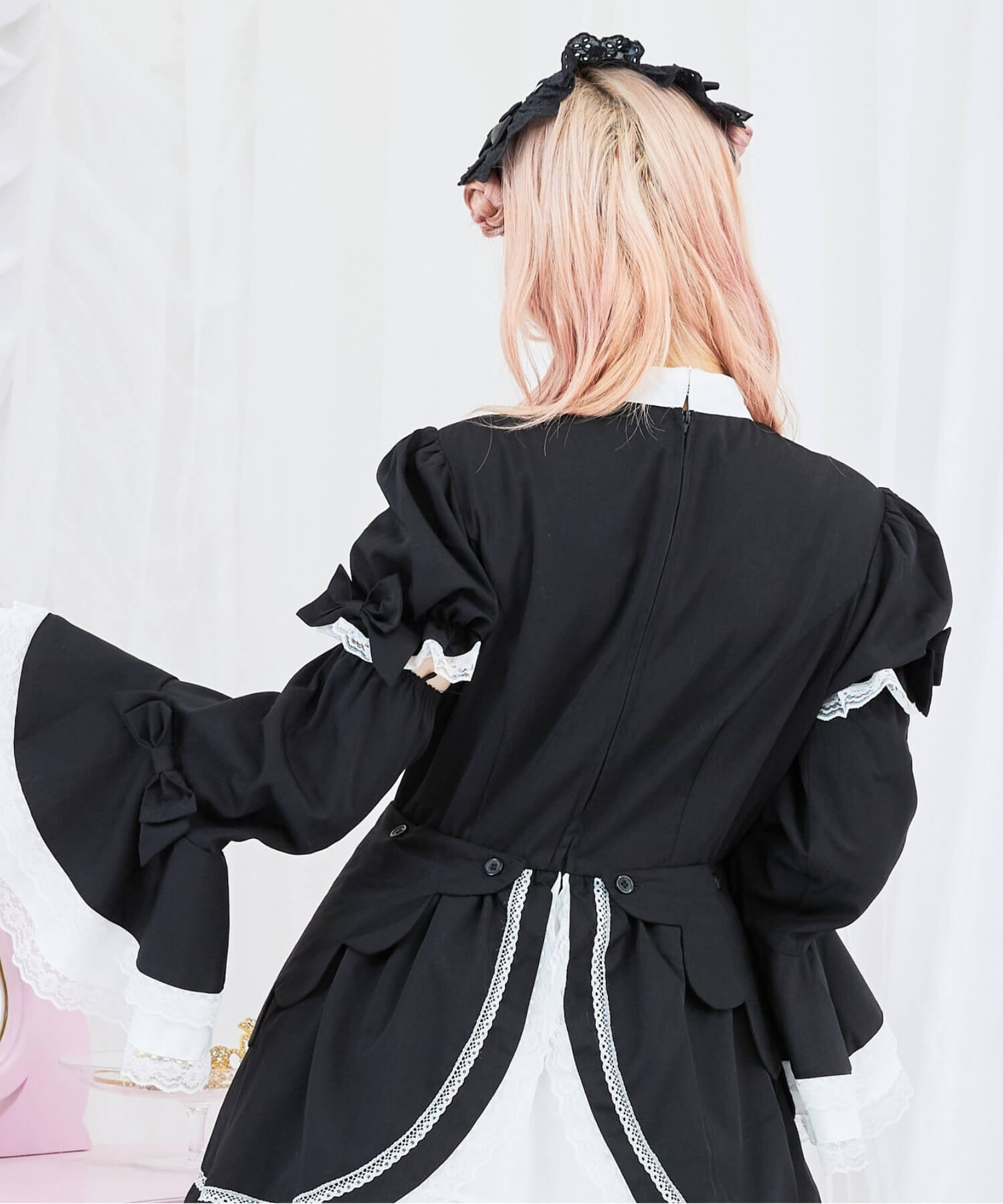 2way scallop frill princess sleeve dress 3-piece set