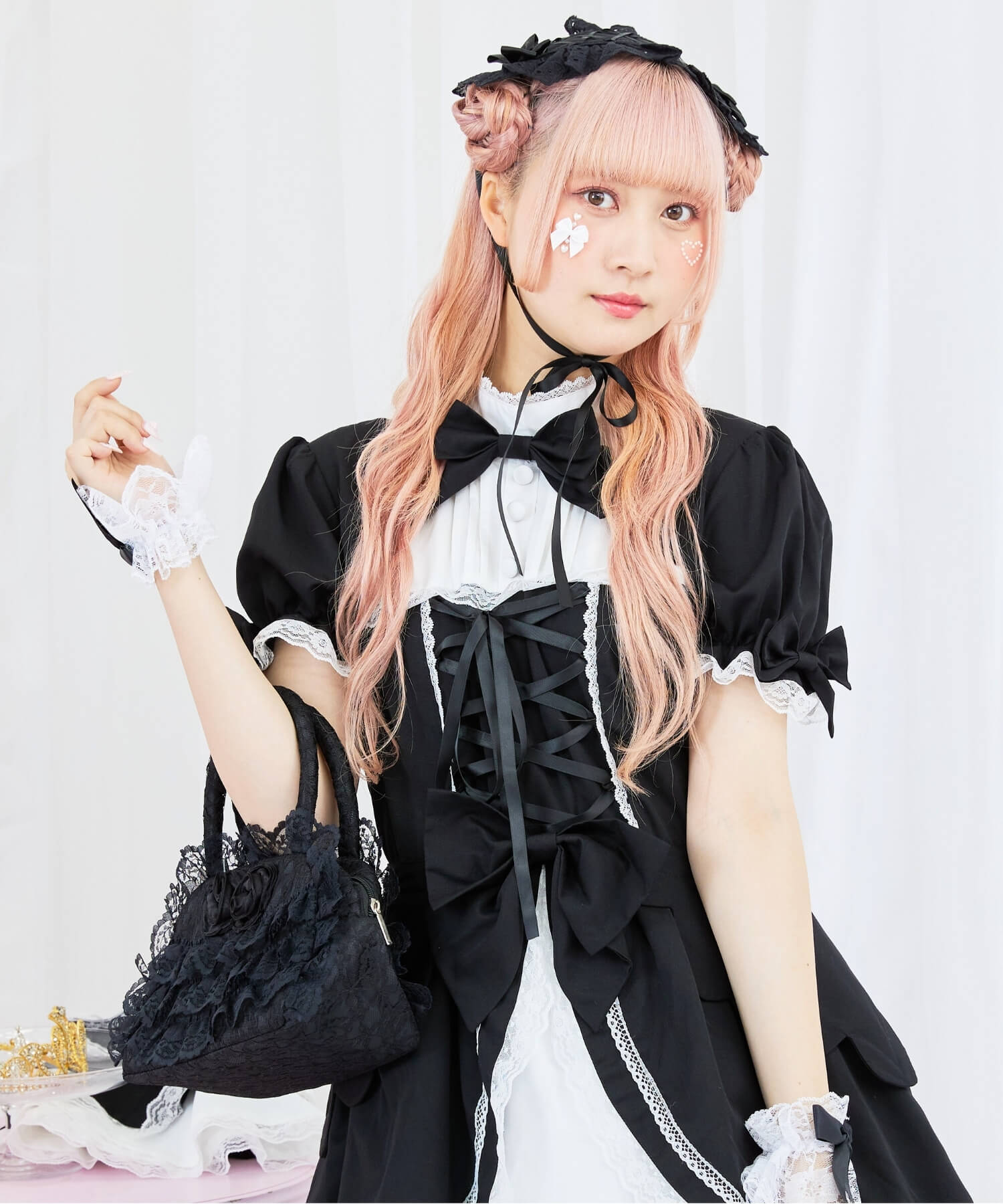 2way scallop frill princess sleeve dress 3-piece set