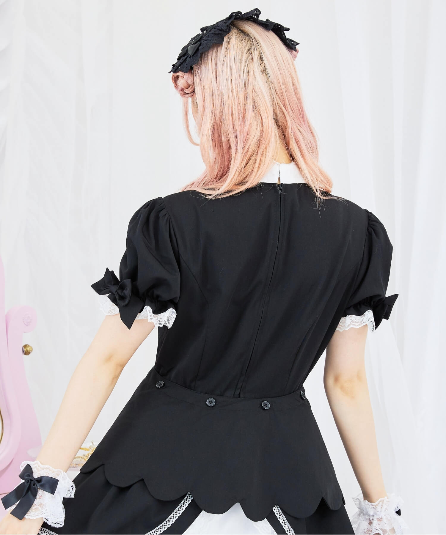 2way scallop frill princess sleeve dress 3-piece set