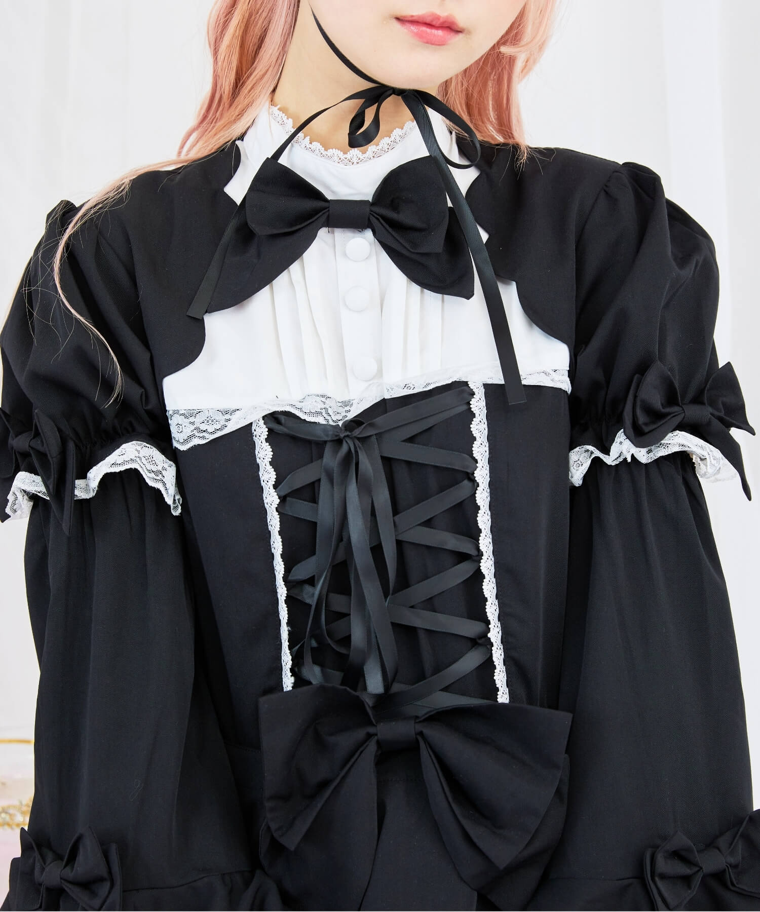 2way scallop frill princess sleeve dress 3-piece set