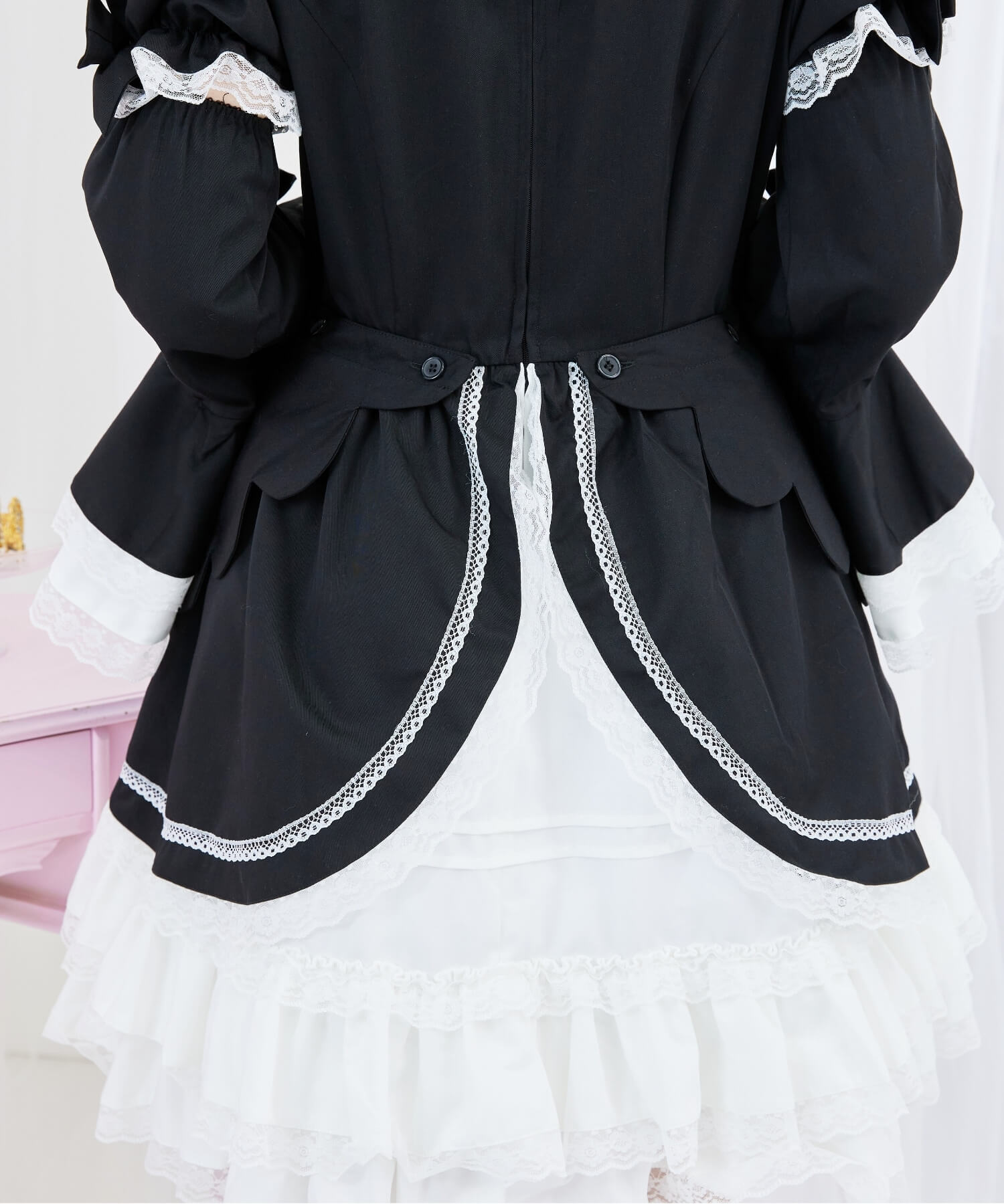 2way scallop frill princess sleeve dress 3-piece set