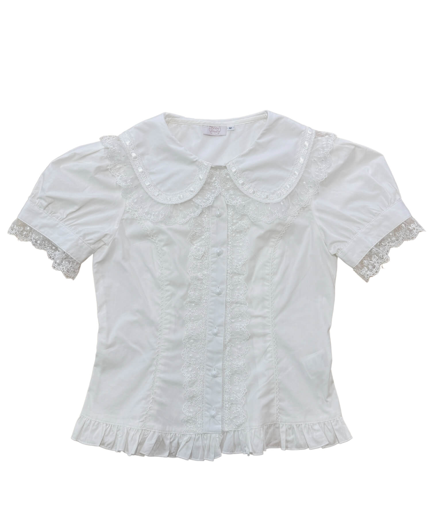 Bunny ear dot lace frill blouse