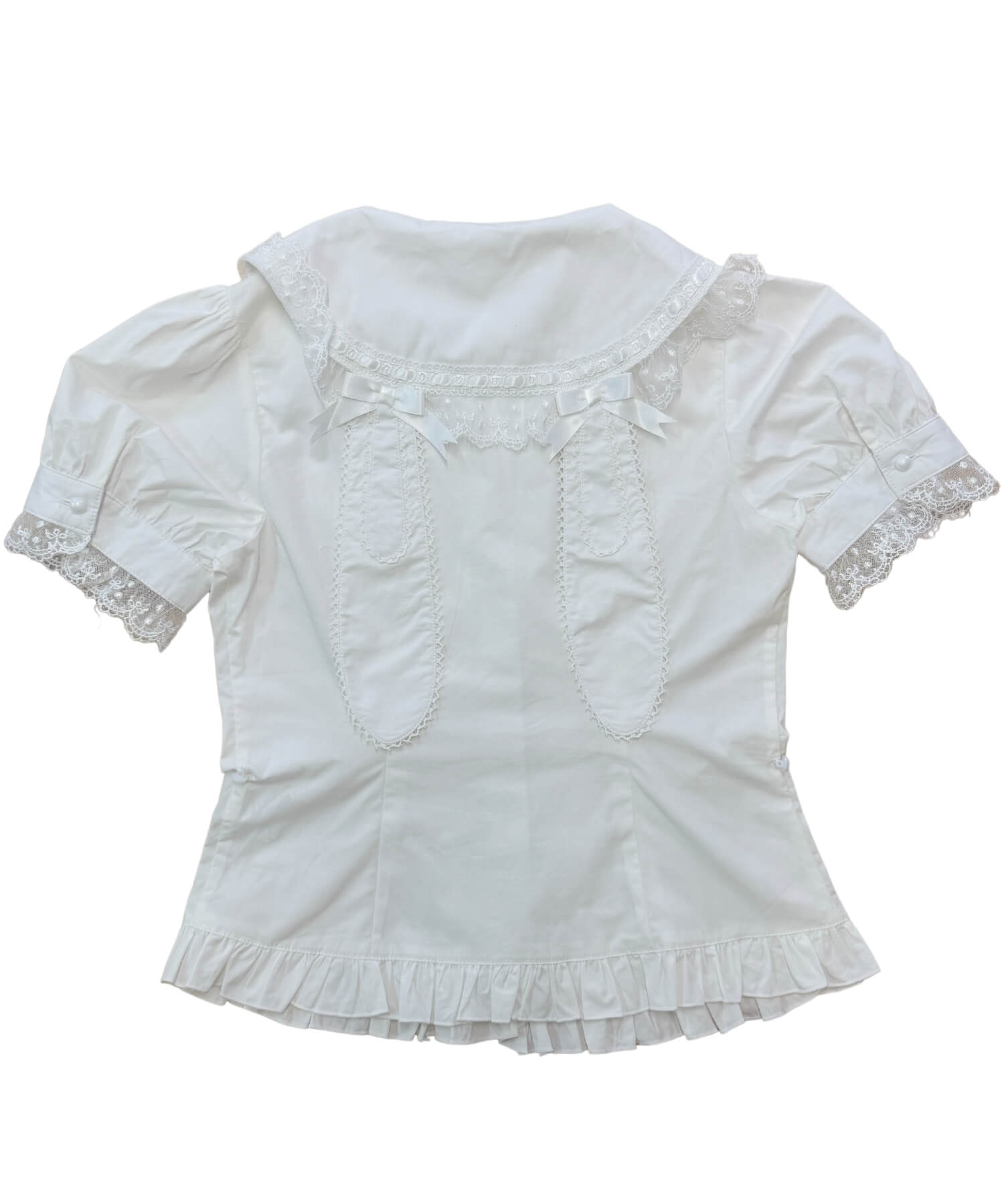 Bunny ear dot lace frill blouse
