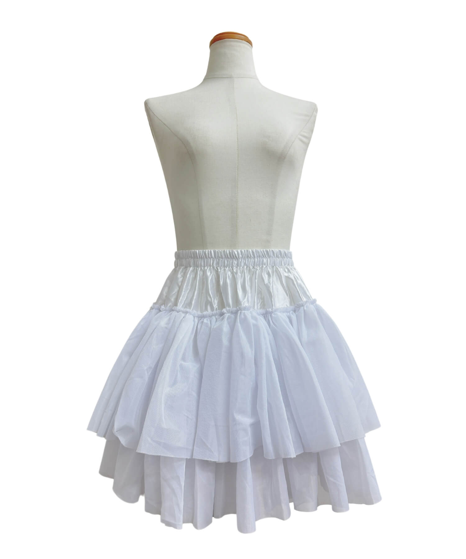 Two-tiered ruffled hard tulle panniers
