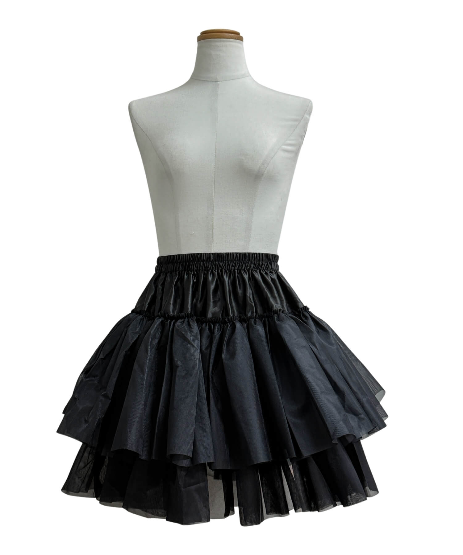 Two-tiered ruffled hard tulle panniers