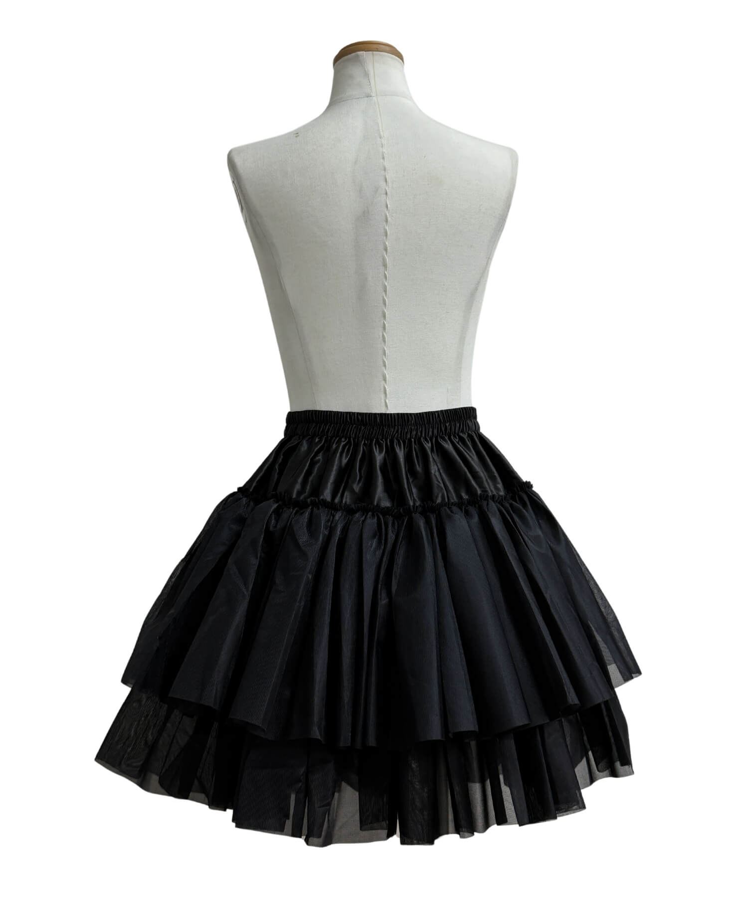 Two-tiered ruffled hard tulle panniers
