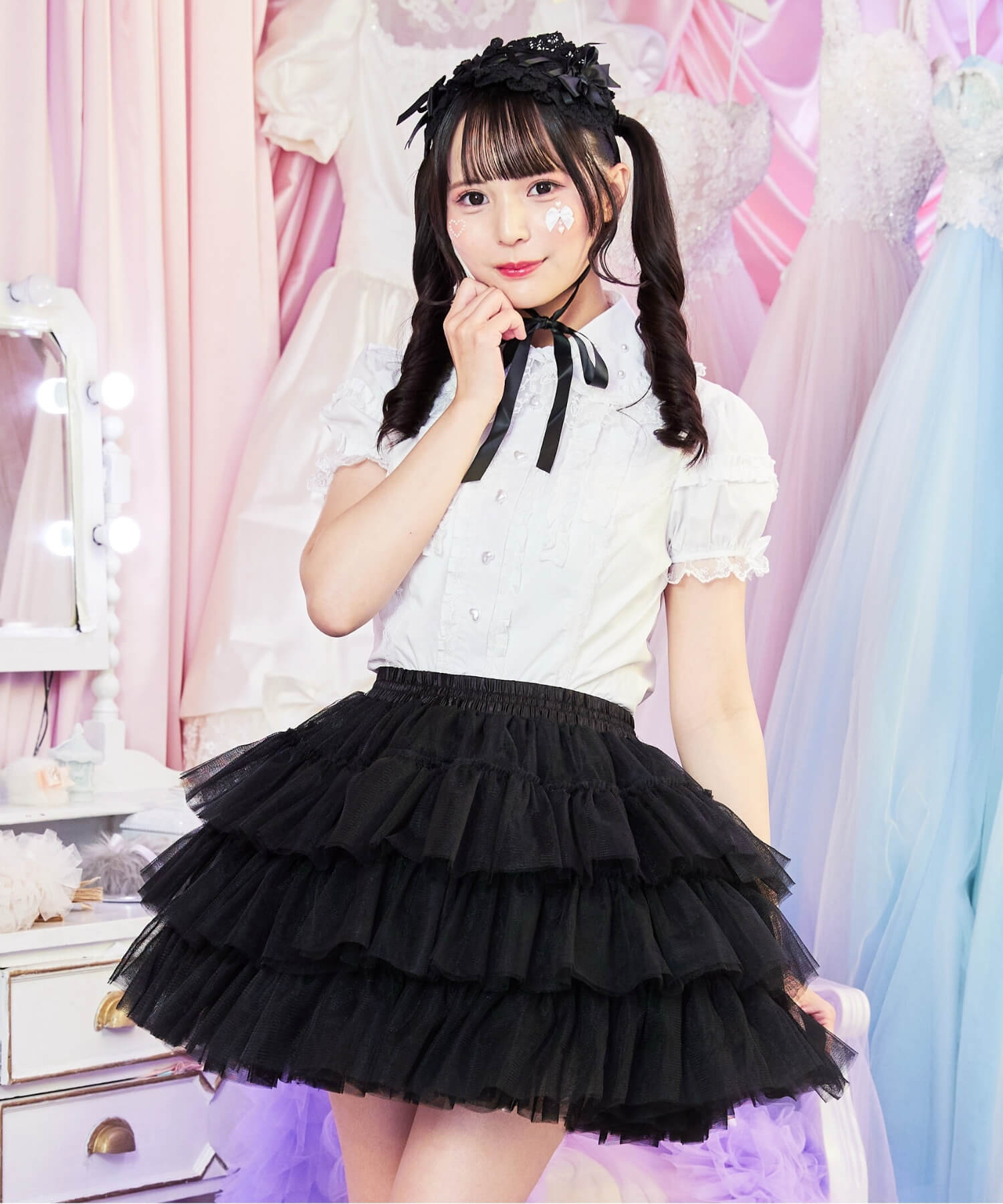 3-tiered ruffled layered tulle pannier