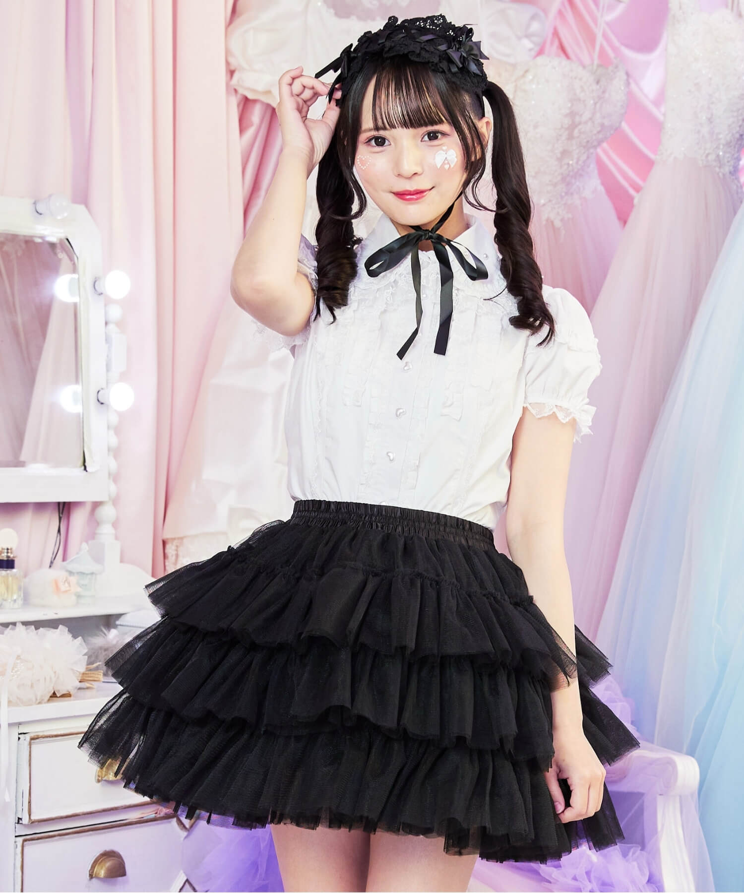 3-tiered ruffled layered tulle pannier