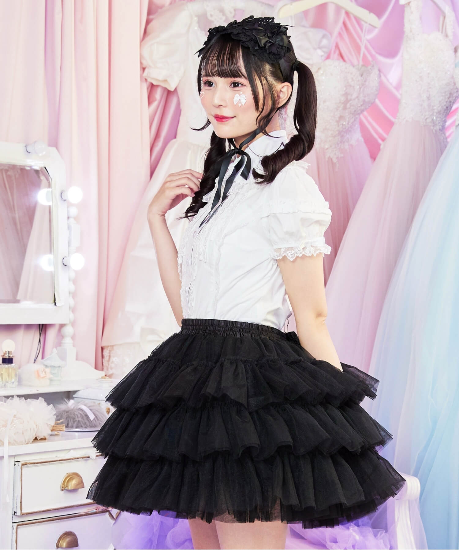 3-tiered ruffled layered tulle pannier