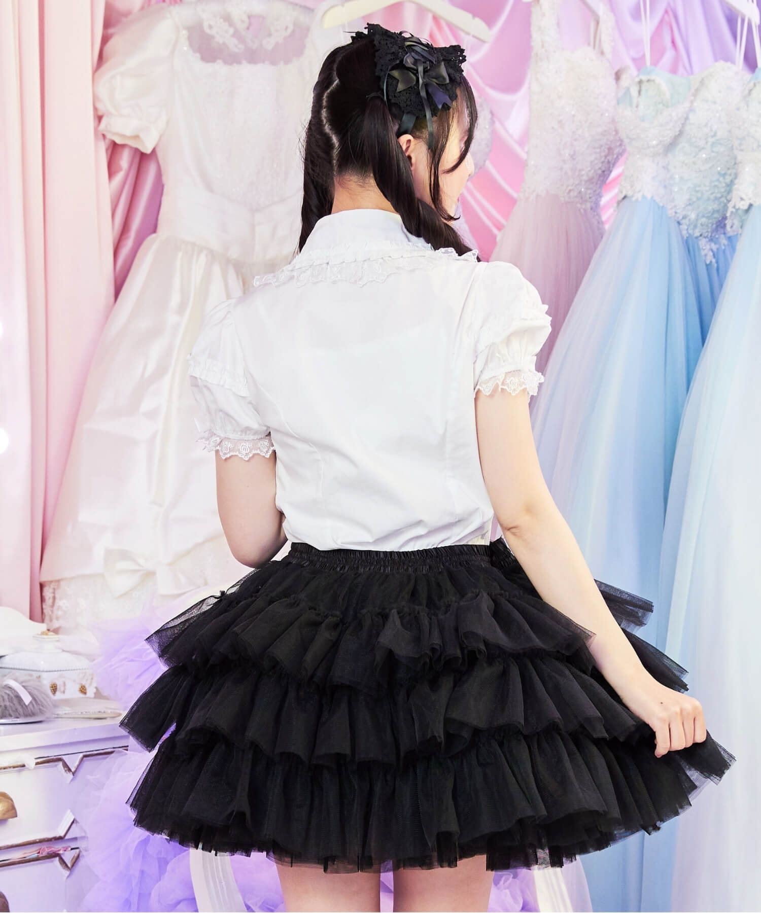3-tiered ruffled layered tulle pannier