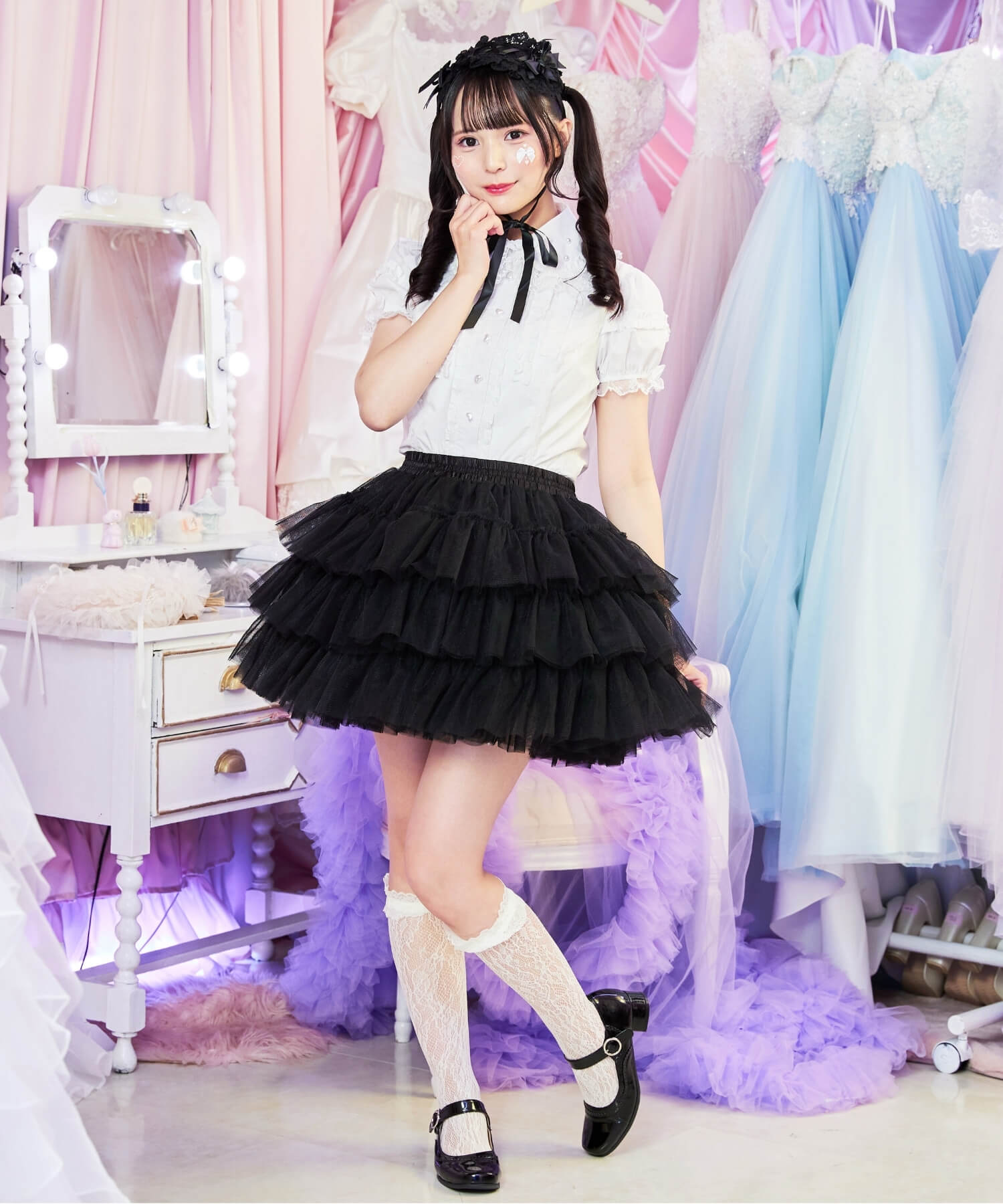 3-tiered ruffled layered tulle pannier