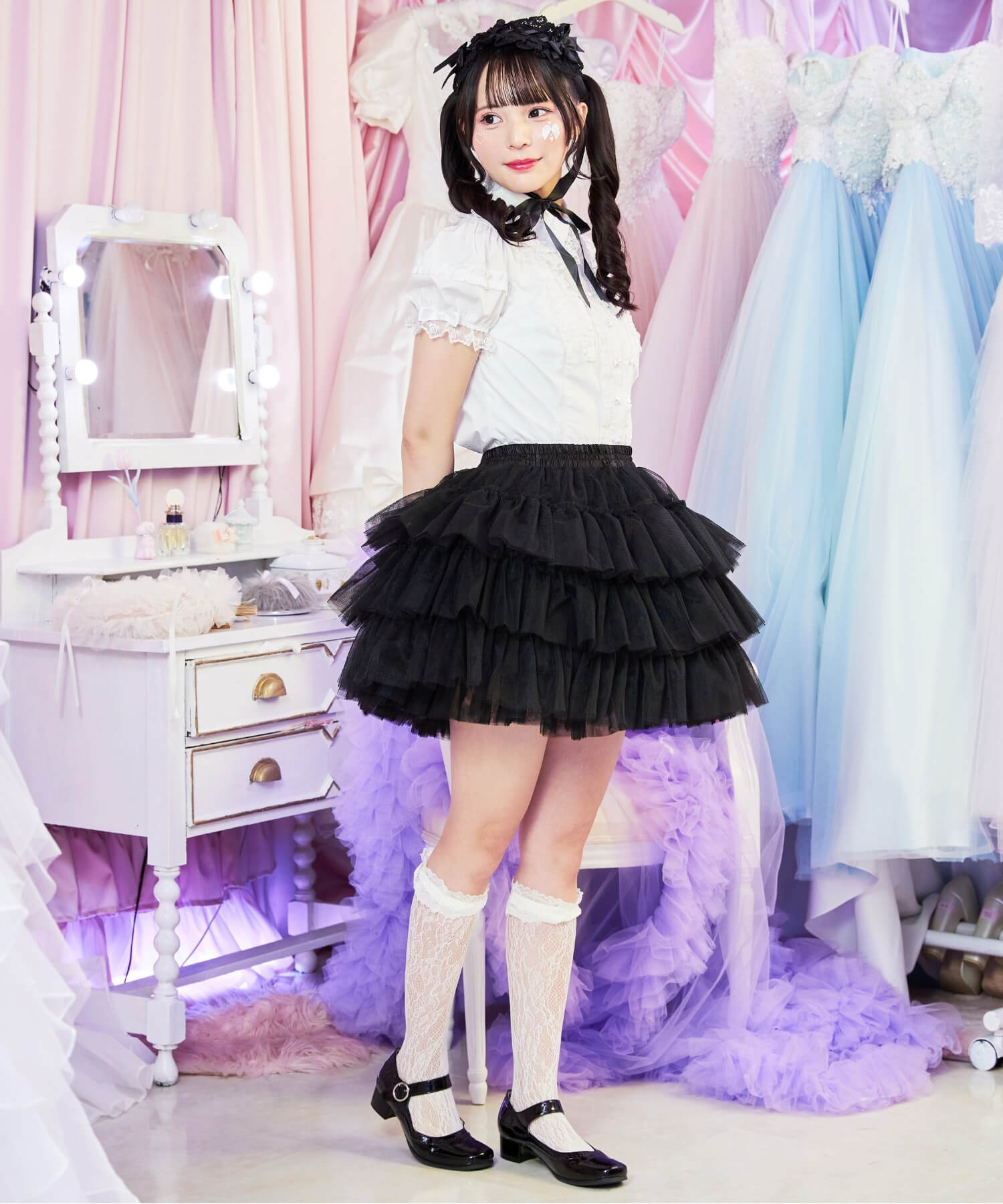 3-tiered ruffled layered tulle pannier