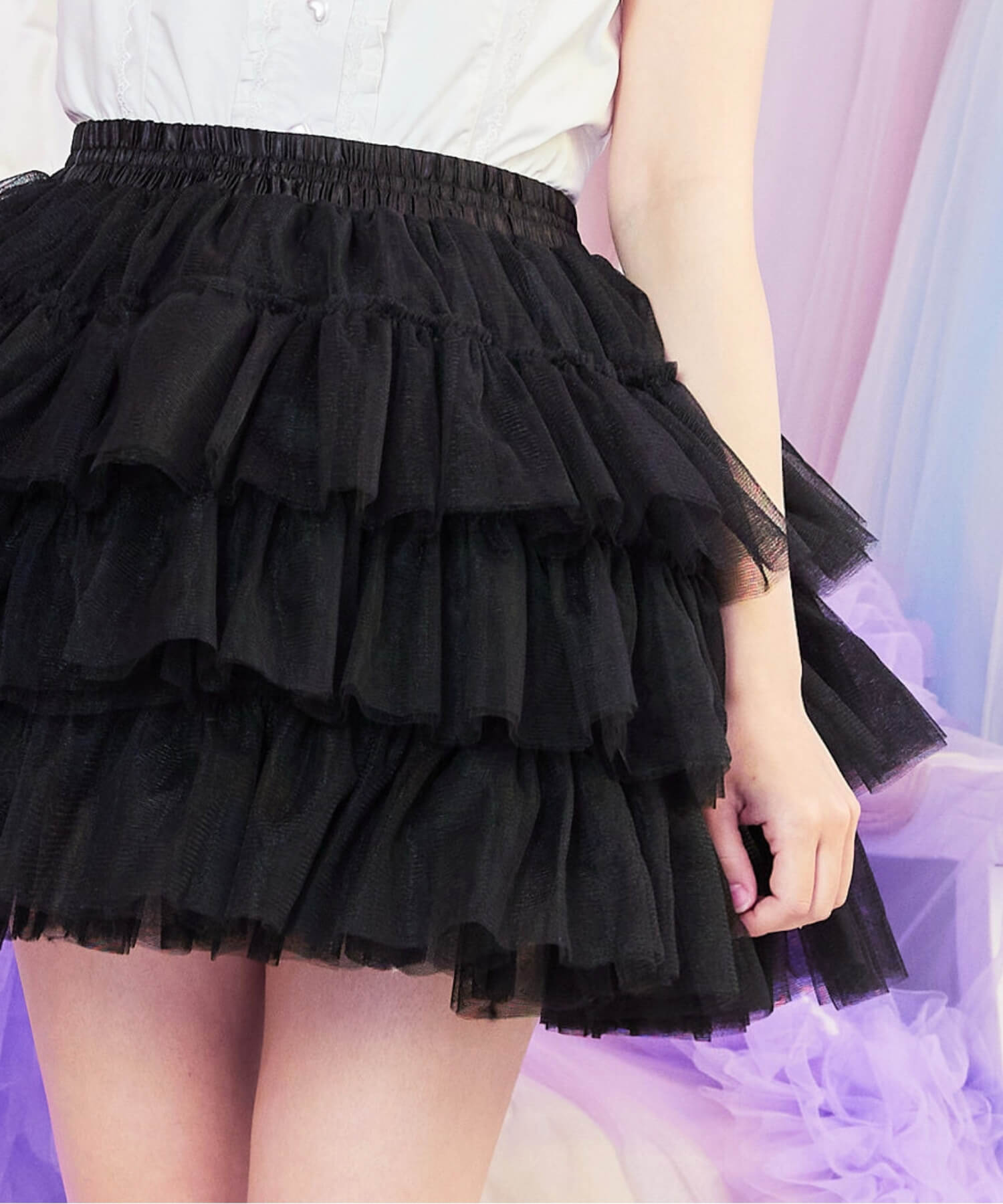 3-tiered ruffled layered tulle pannier