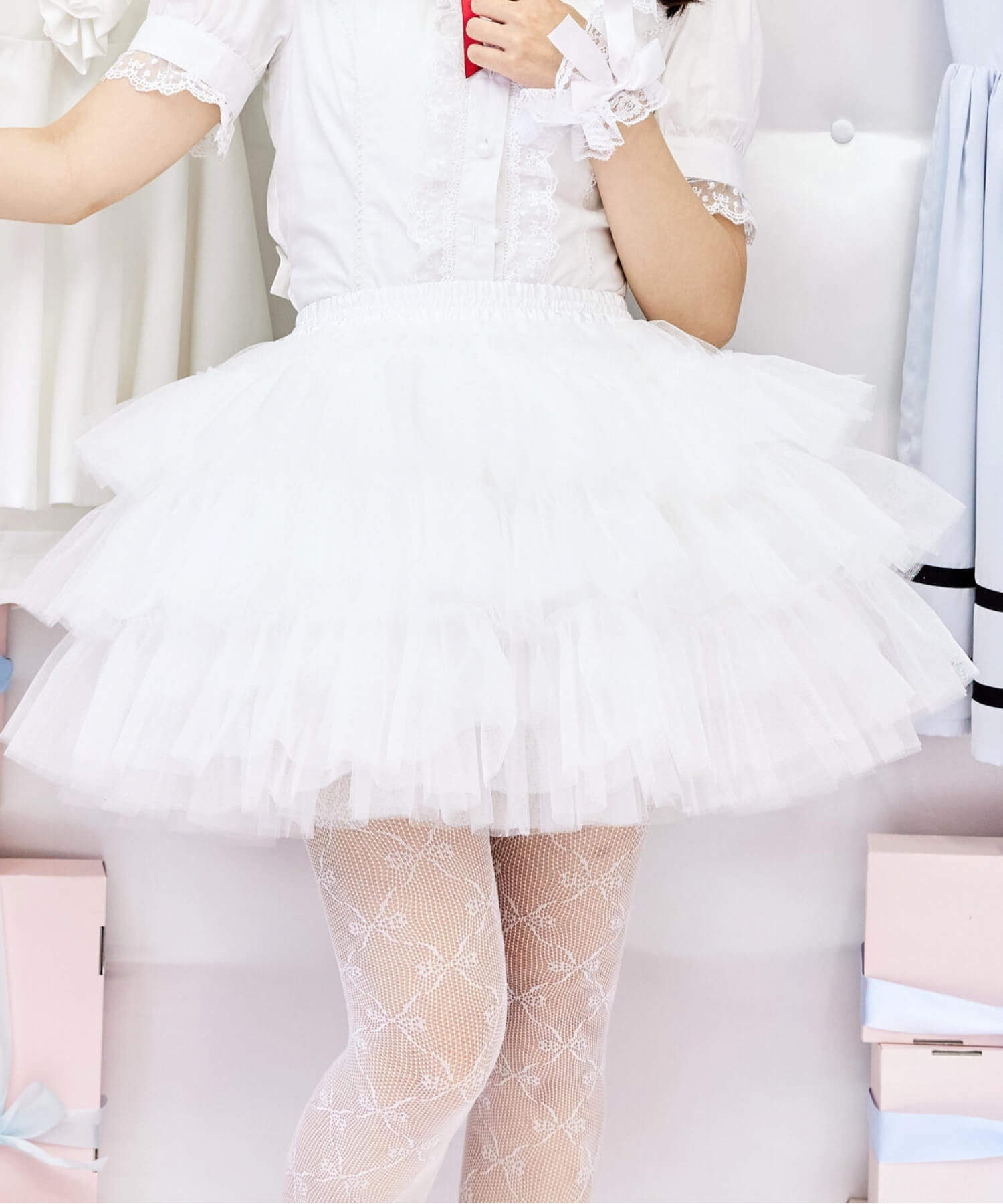 3-tiered ruffled layered tulle pannier