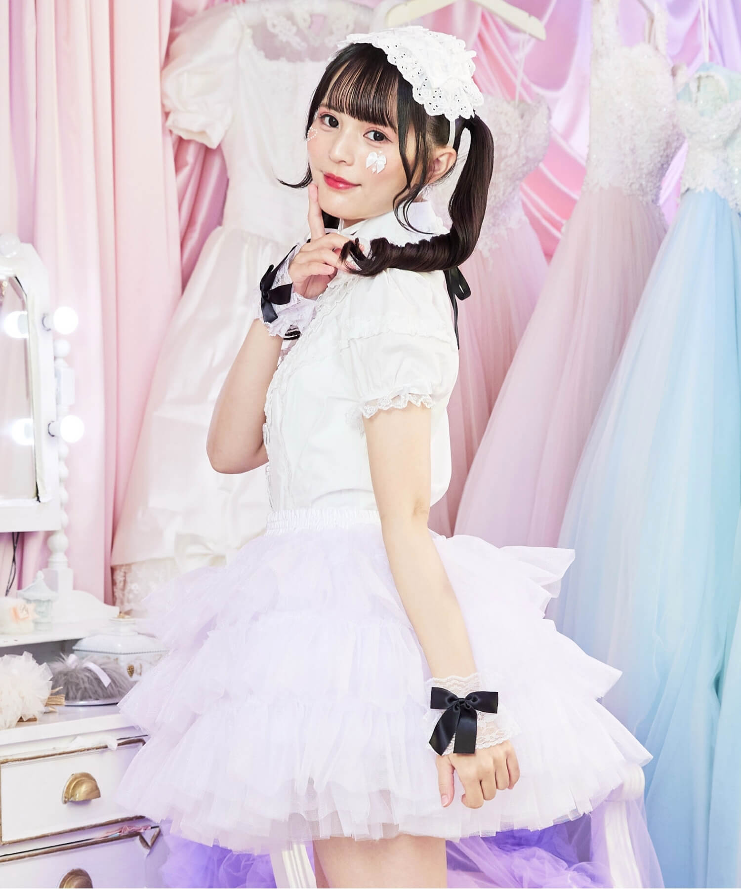 3-tiered ruffled layered tulle pannier