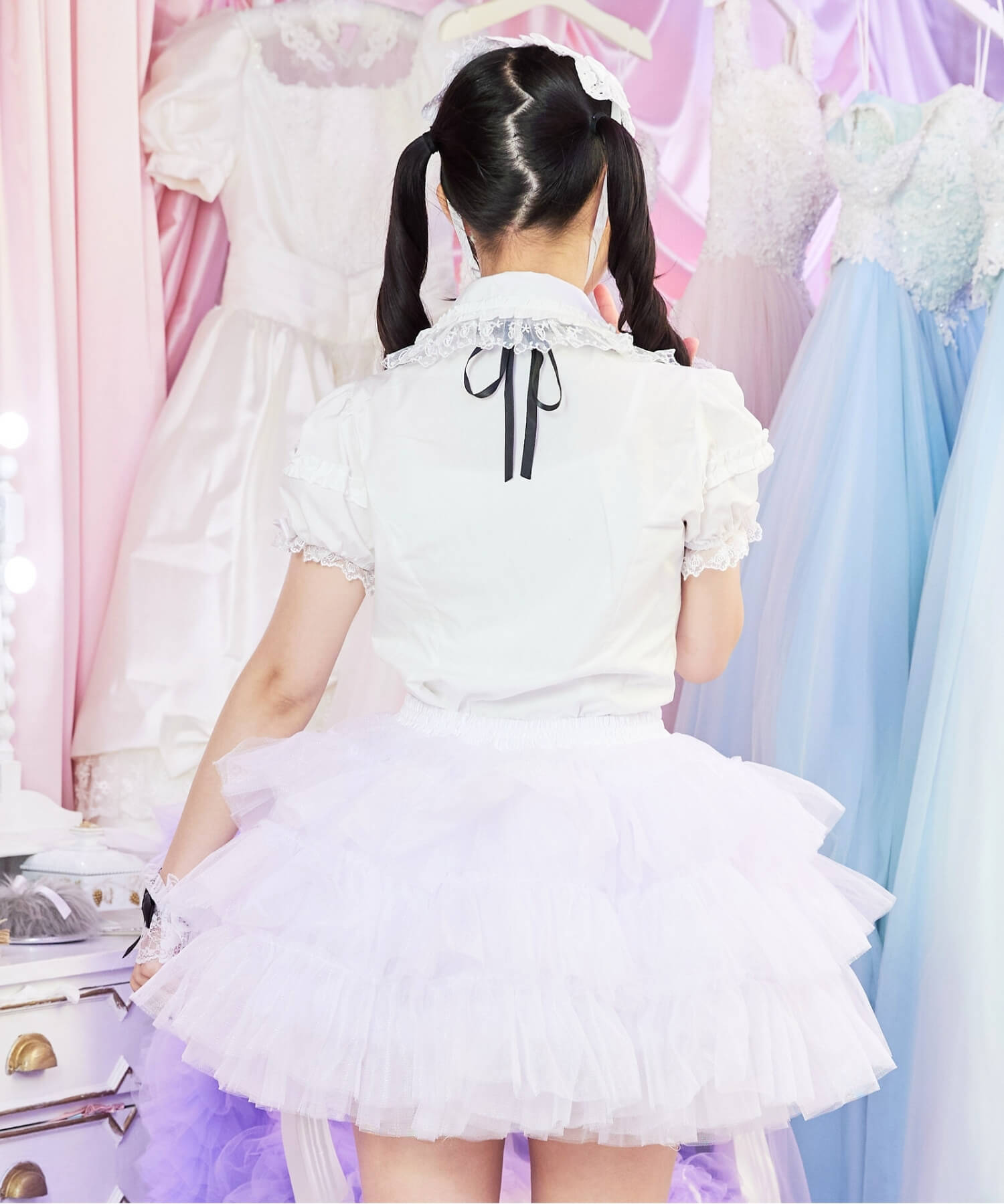 3-tiered ruffled layered tulle pannier