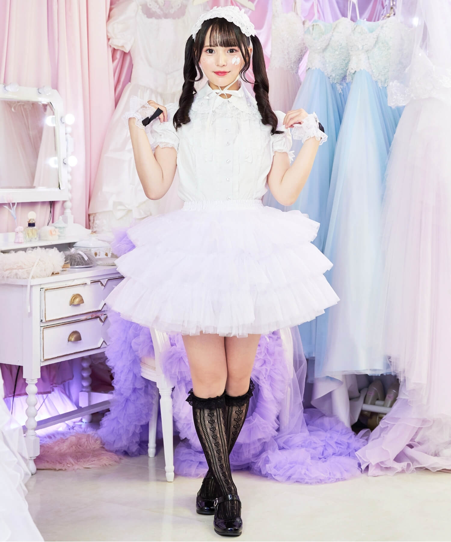 3-tiered ruffled layered tulle pannier