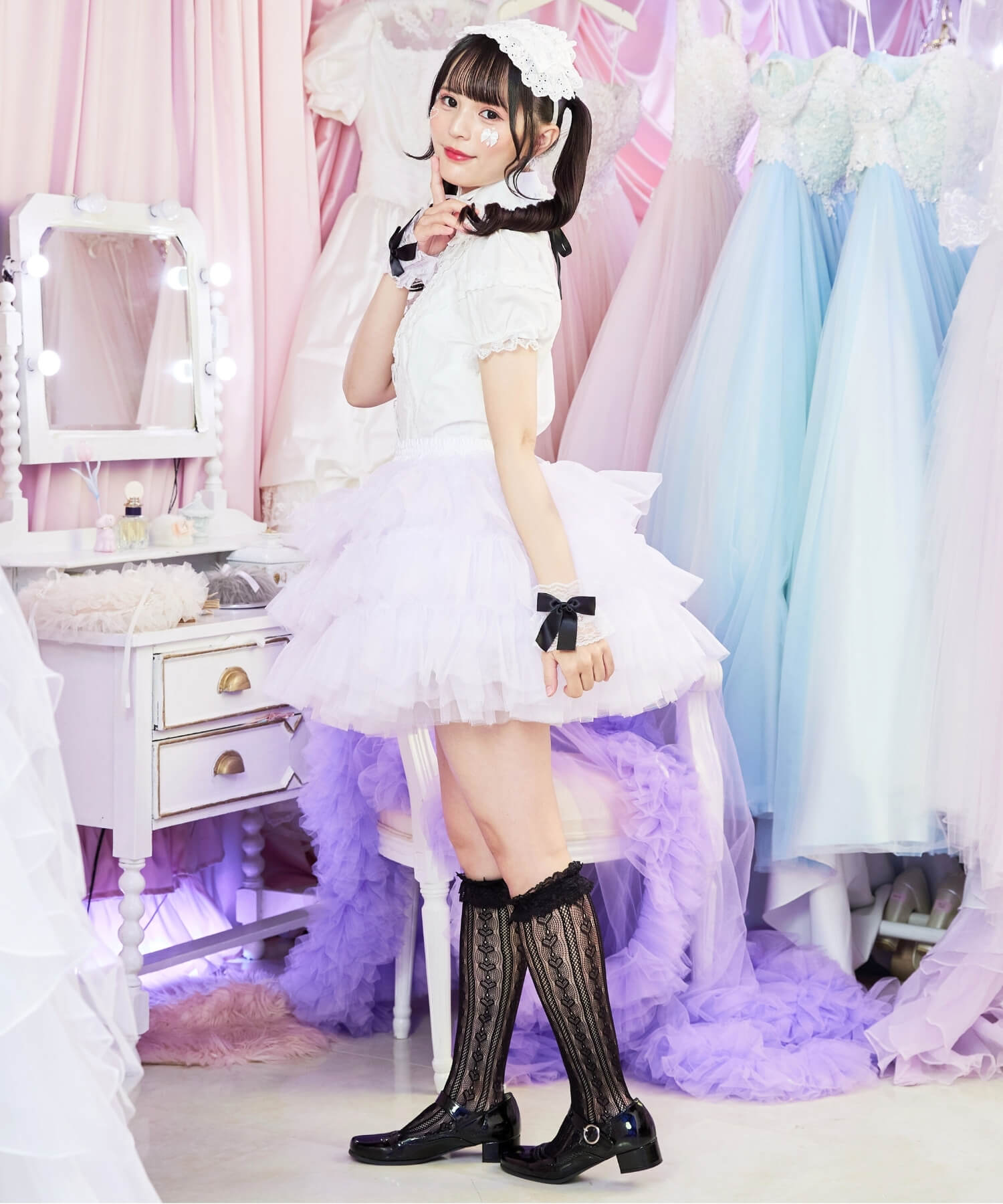 3-tiered ruffled layered tulle pannier