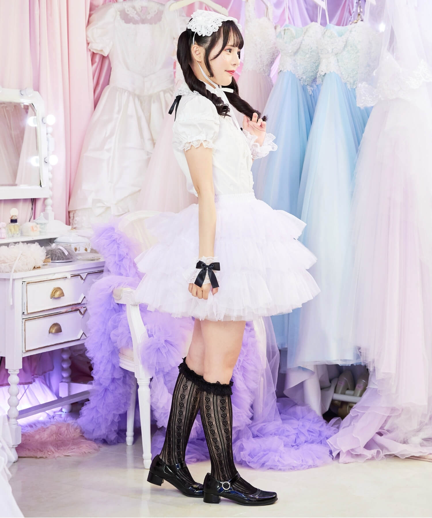 3-tiered ruffled layered tulle pannier