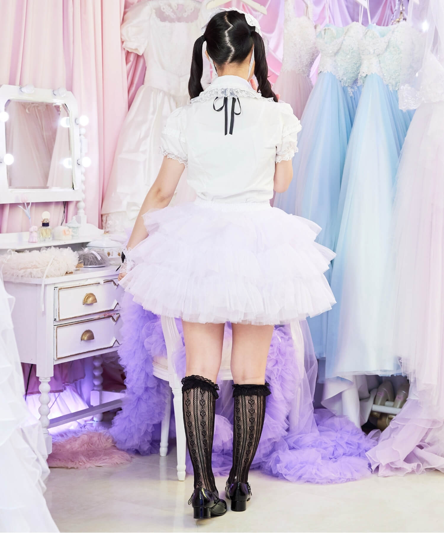 3-tiered ruffled layered tulle pannier