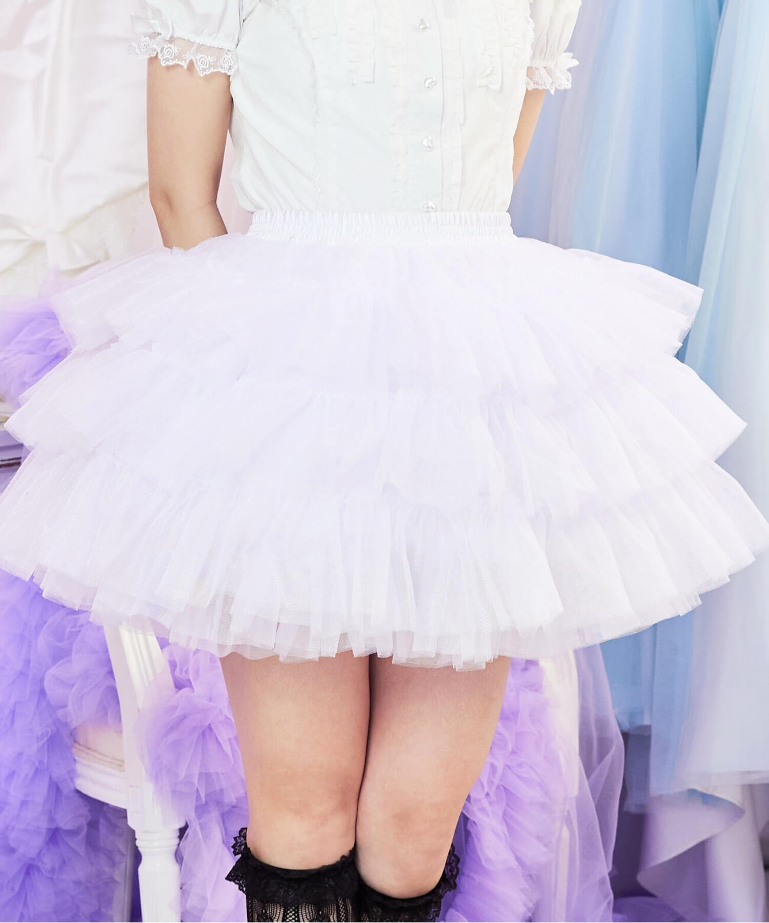 3-tiered ruffled layered tulle pannier
