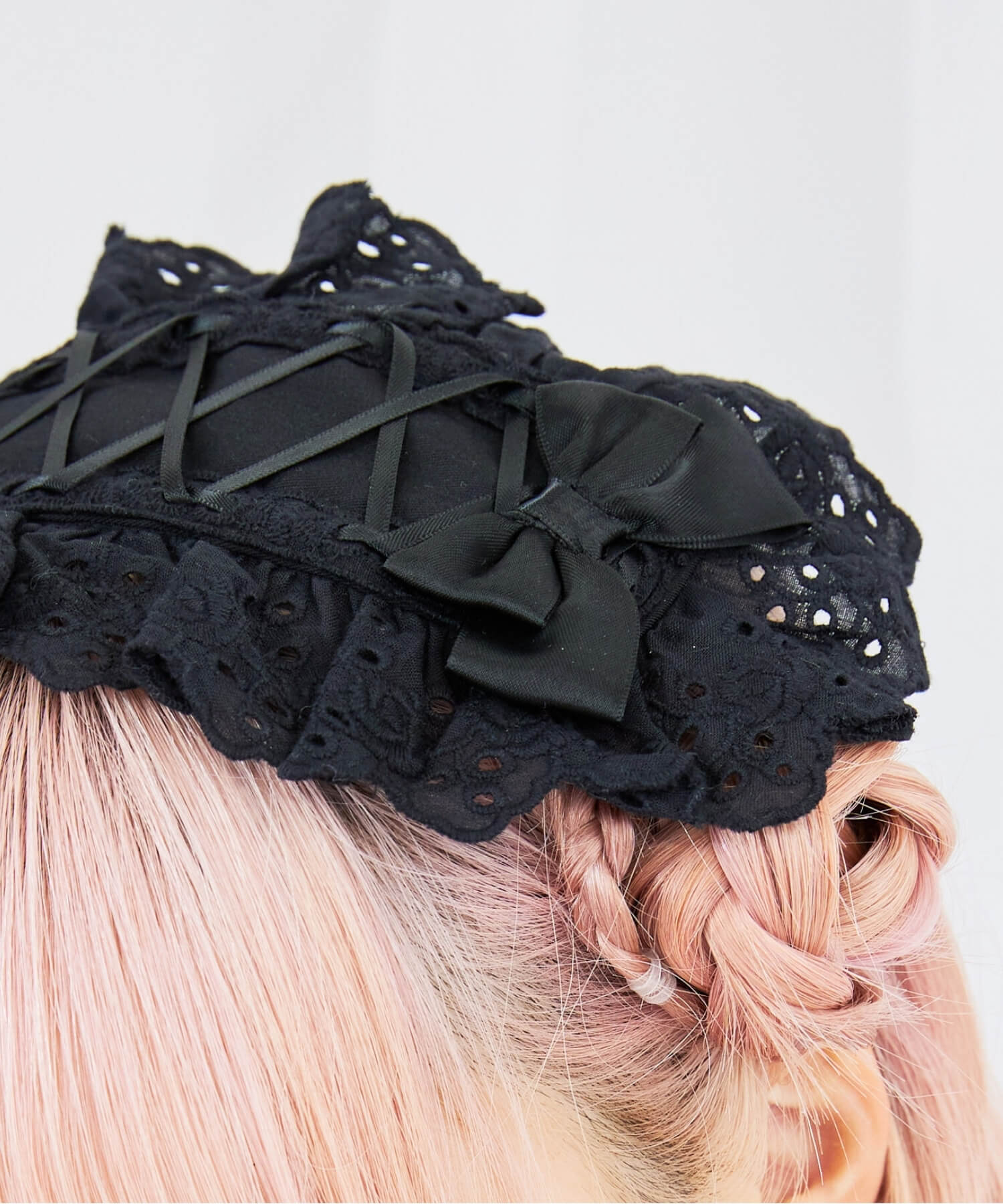 Cut lace ribbon headdress
