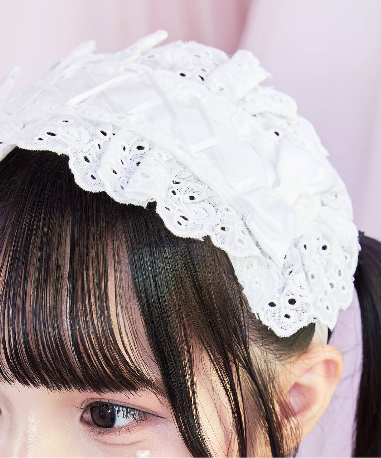 Cut lace ribbon headdress